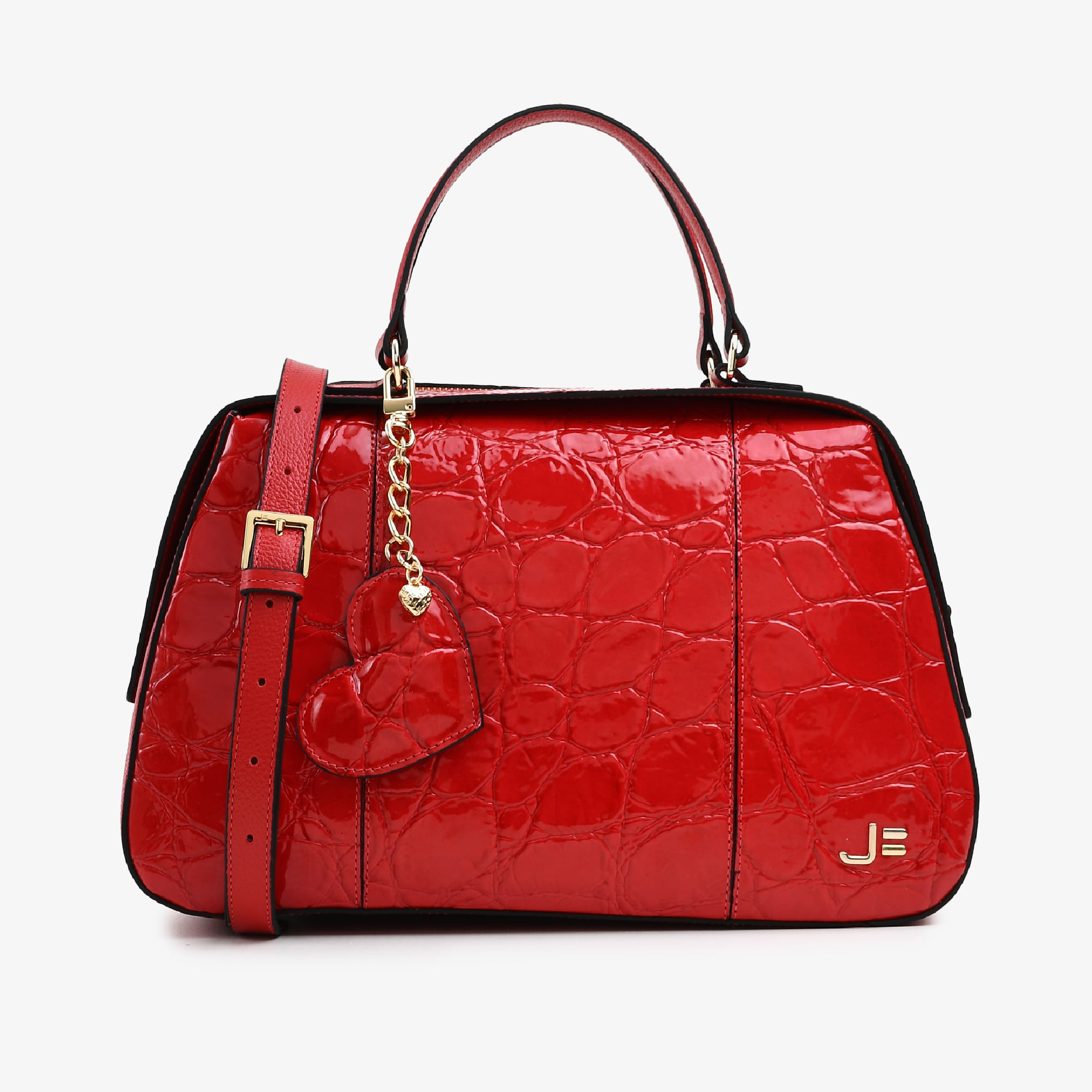 Bolsa Baú Vermelho Cereja Couro Croco
