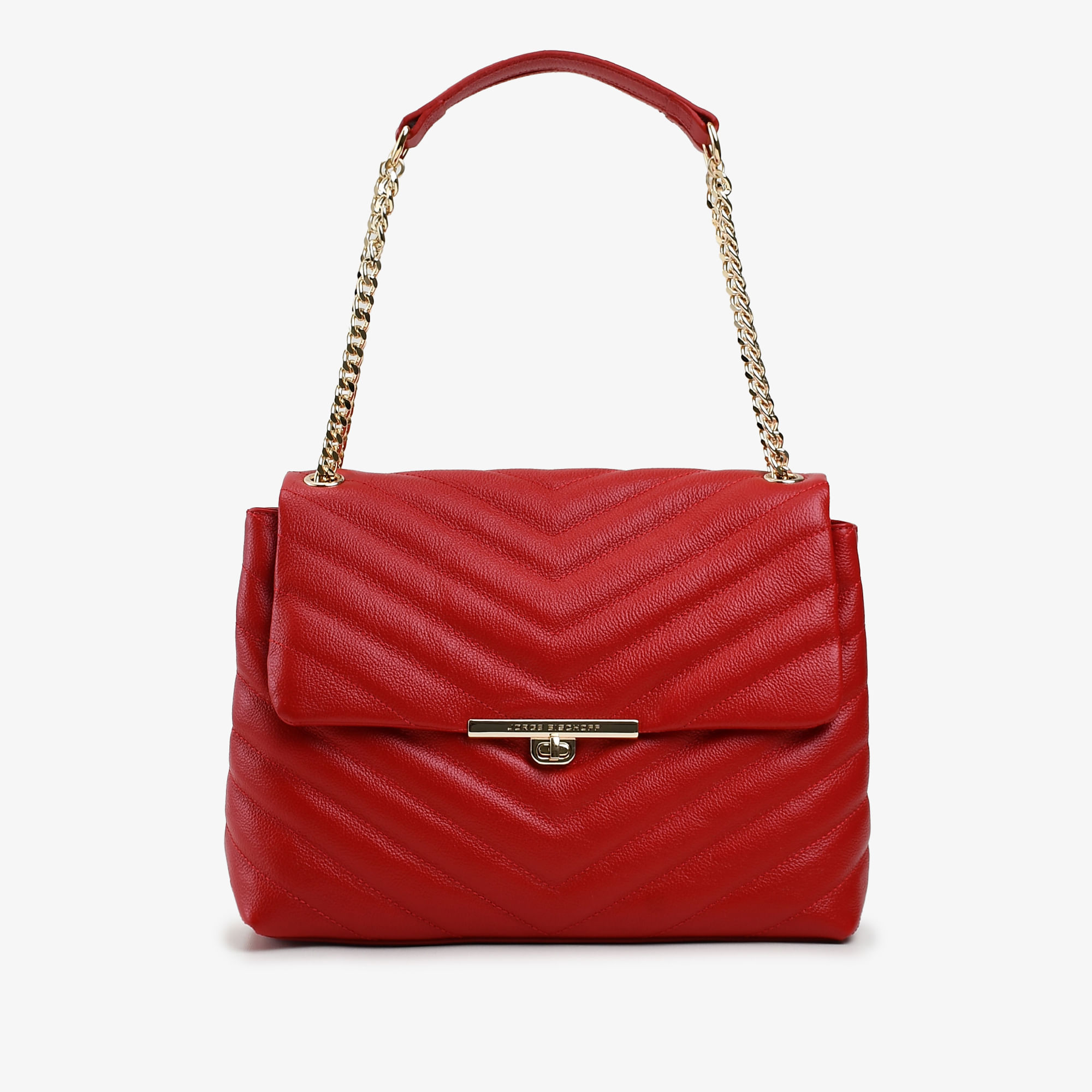 Bolsa De Ombro Vermelho Cereja Matelassê Couro