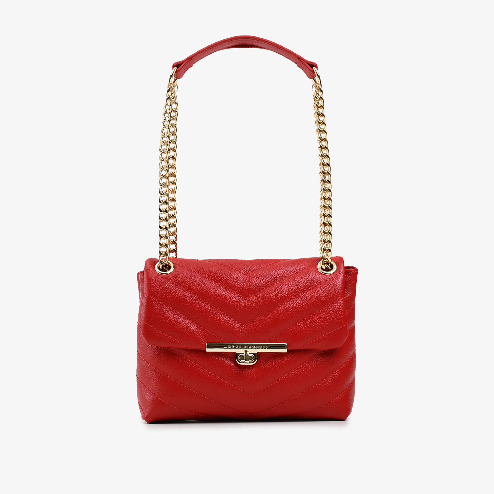 Bolsa De Ombro Vermelho Cereja Matelassê Couro Jb