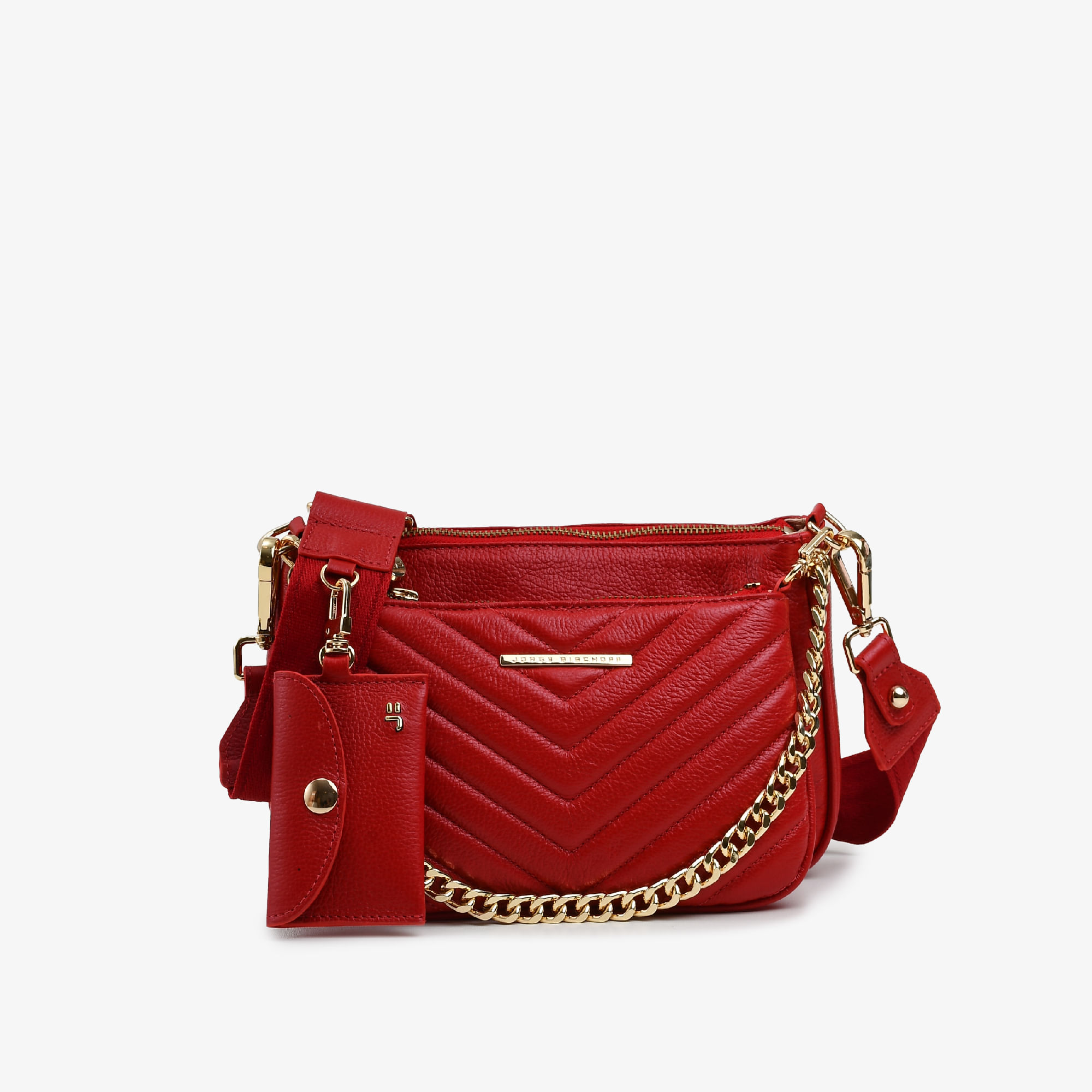 Bolsa Infinita Transversal Vermelho Cereja Couro