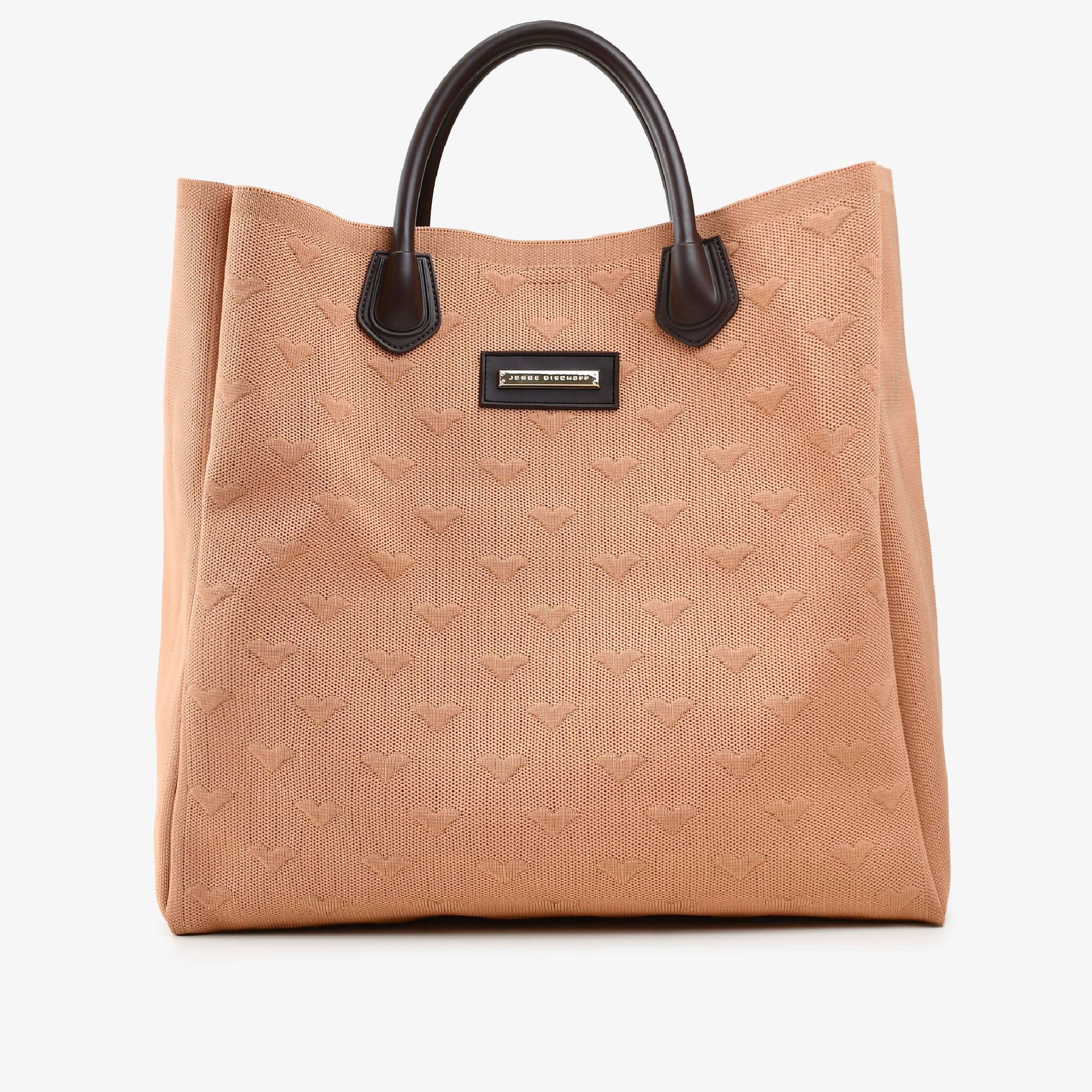 Bolsa Tote Nude Natural Coração Knit