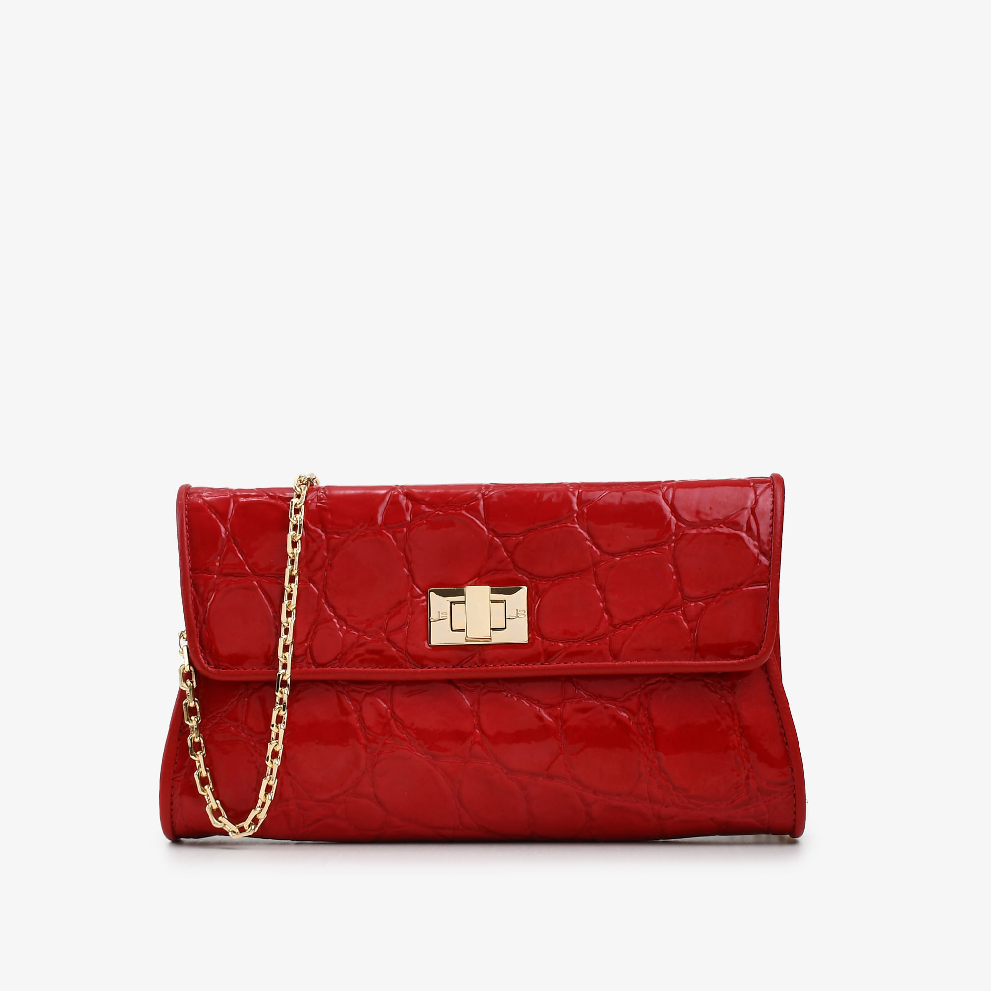 Bolsa Transversal Vermelho Cereja Couro Croco
