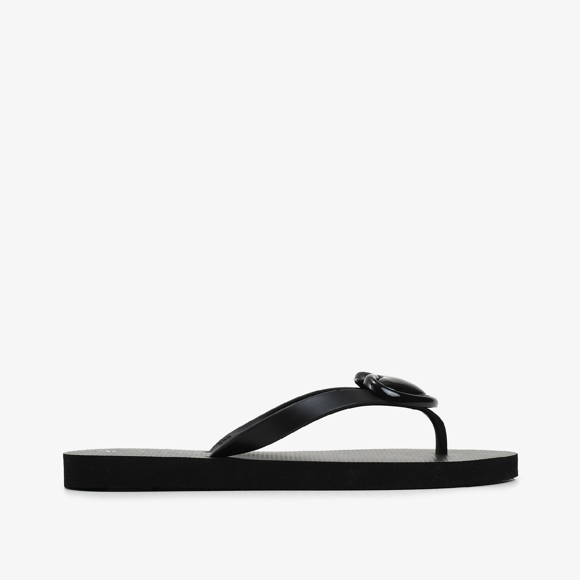 Chinelo Flat Preto Coração
