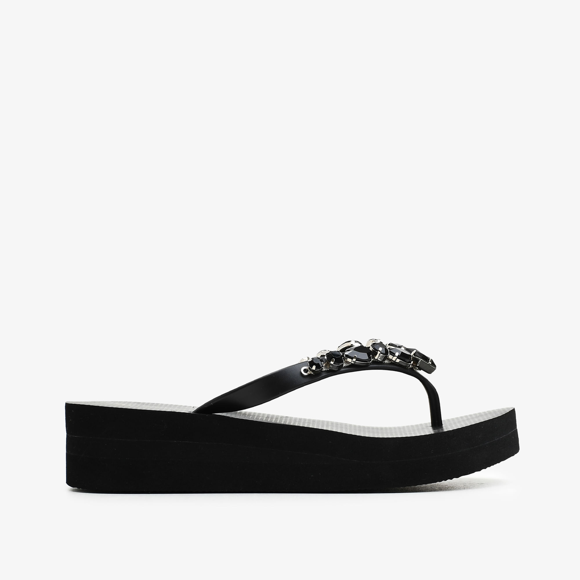 Chinelo Plataforma Pedraria Preto Jb