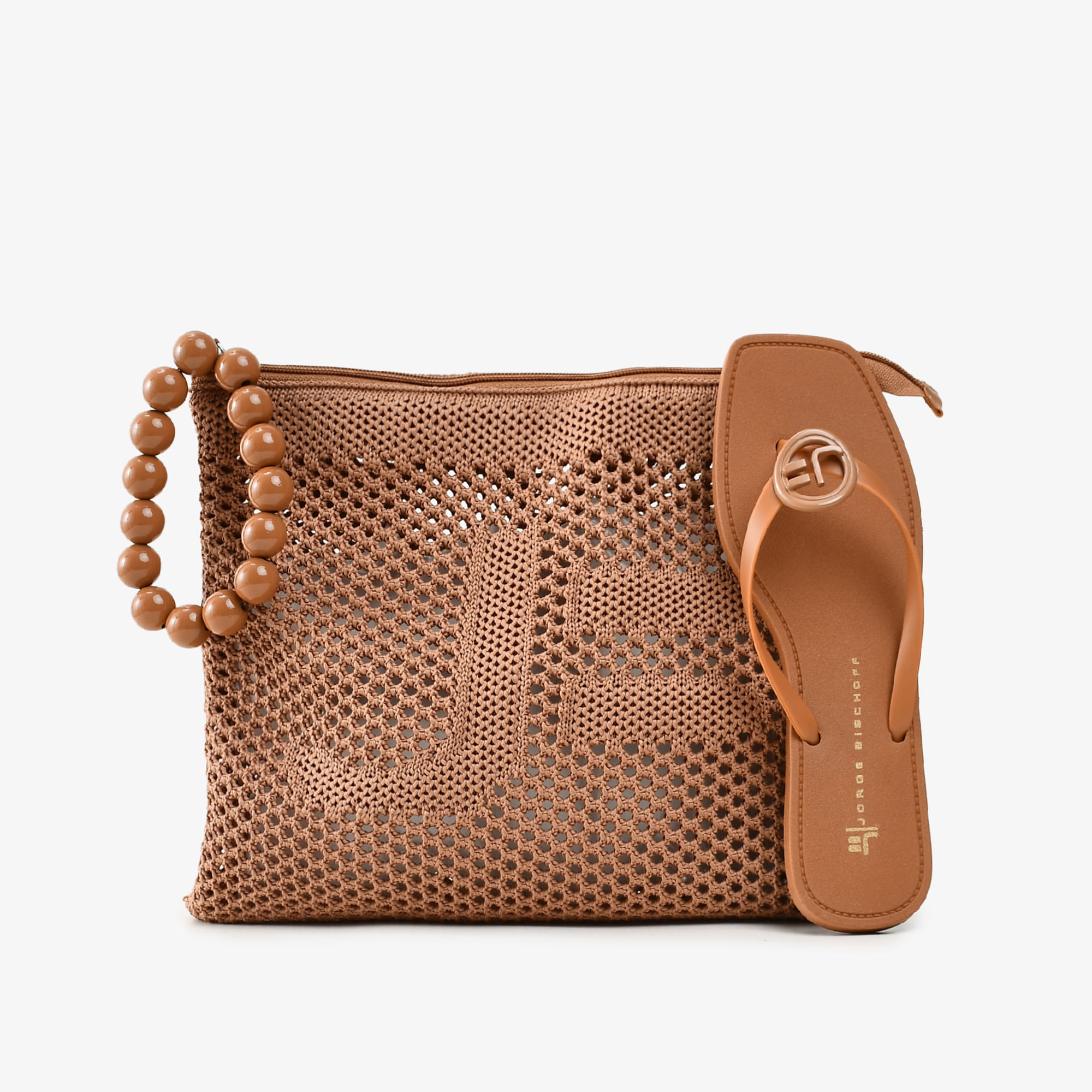 Kit Flat E Necessaire Caramelo Álamo Injetado Tecido Knit