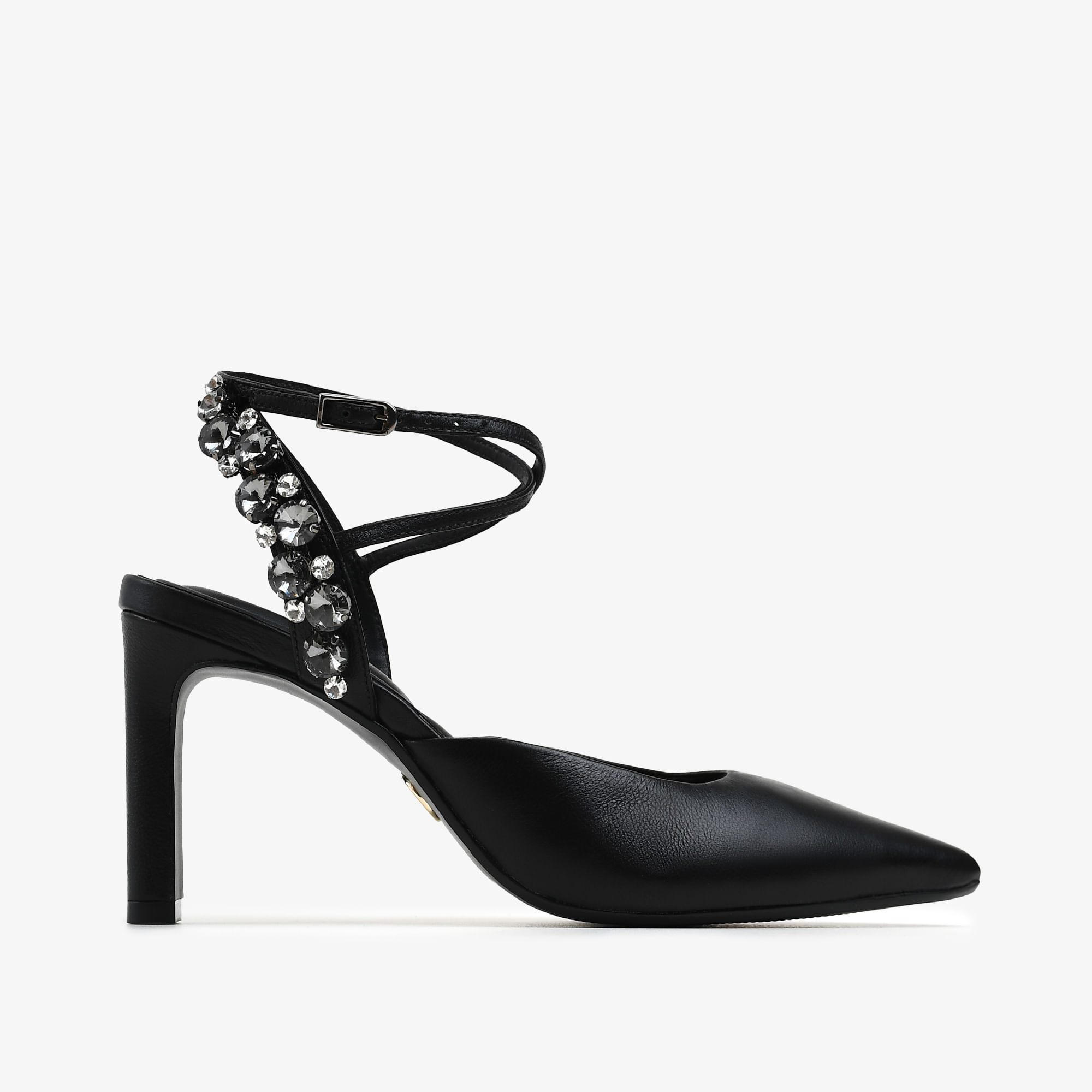 Scarpin Salto Alto Preto Couro