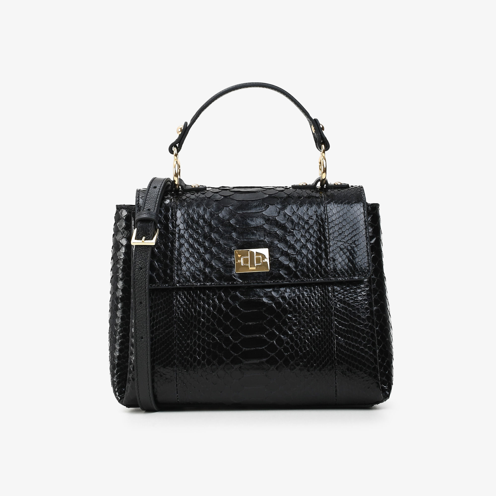 Bolsa Satchel Preto Cobra Python