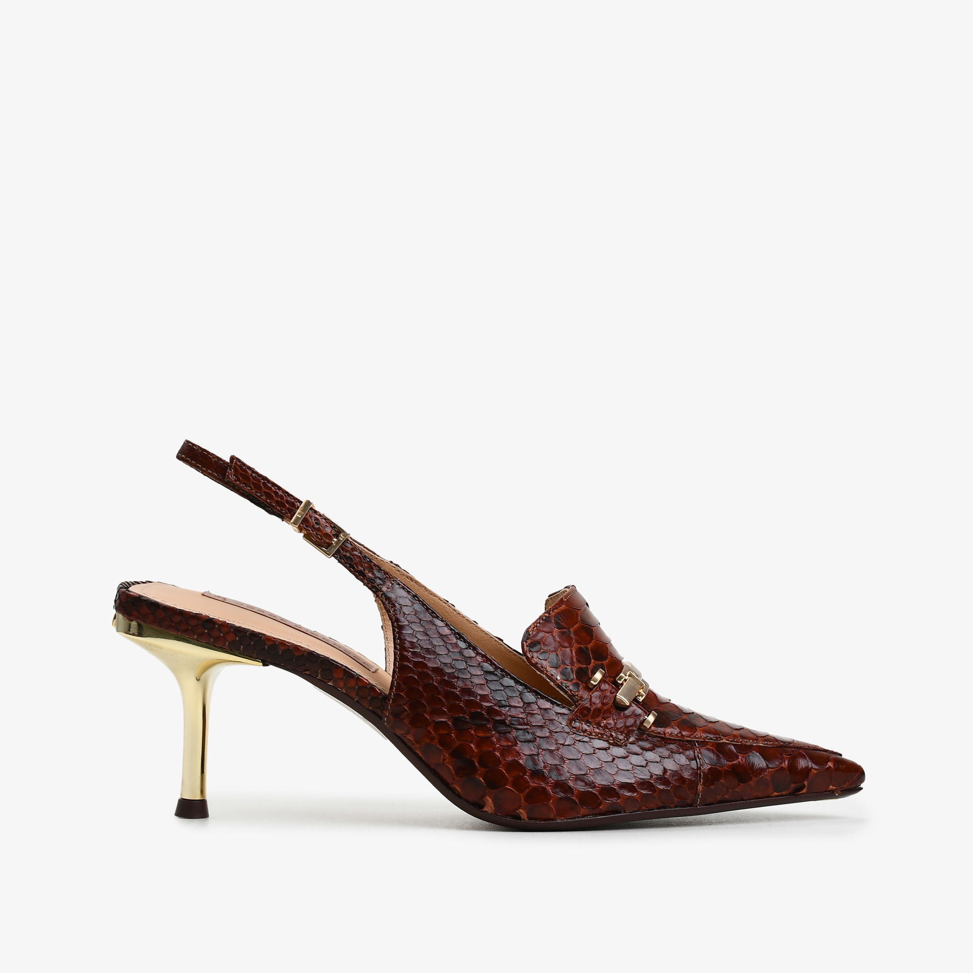 Slingback Marrom Tabaco Cobra Python