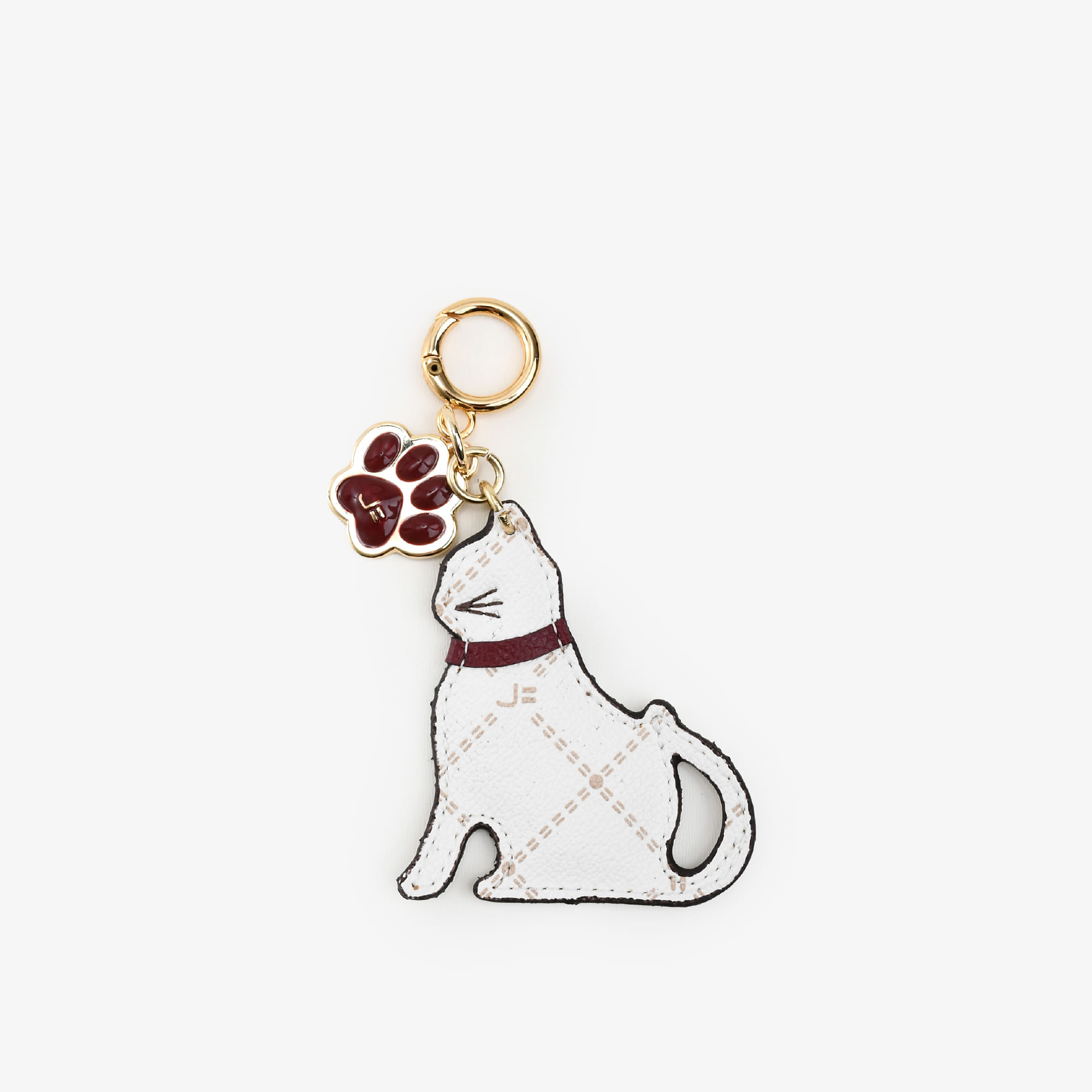 Bag Charm Pet Monograma Off White Couro