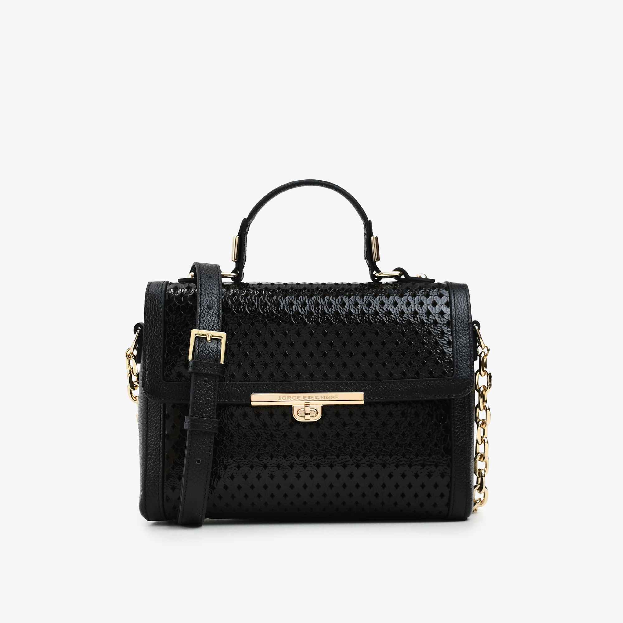 Bolsa Satchel Duas Alças Preto Couro