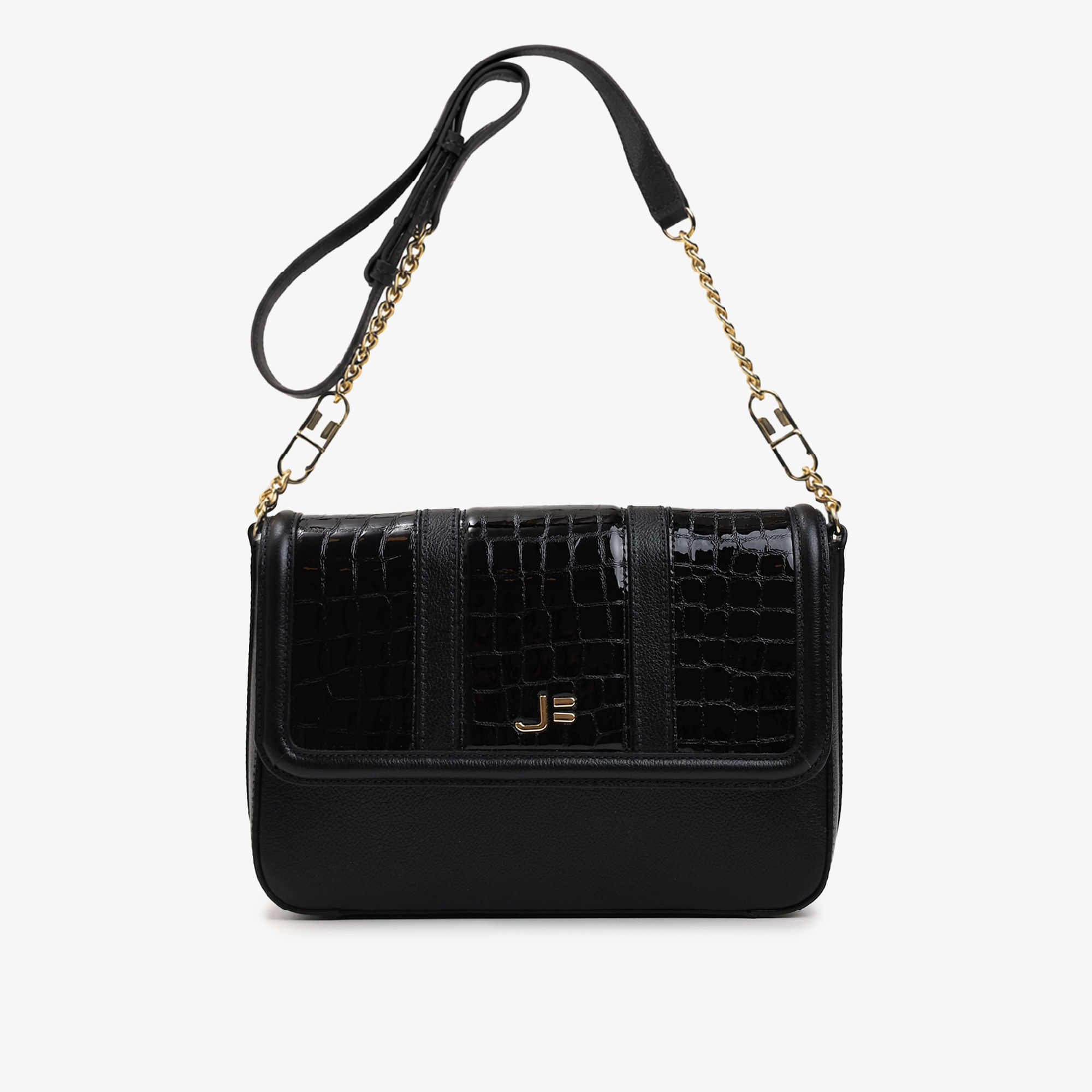 Bolsa Transversal Preto Couro