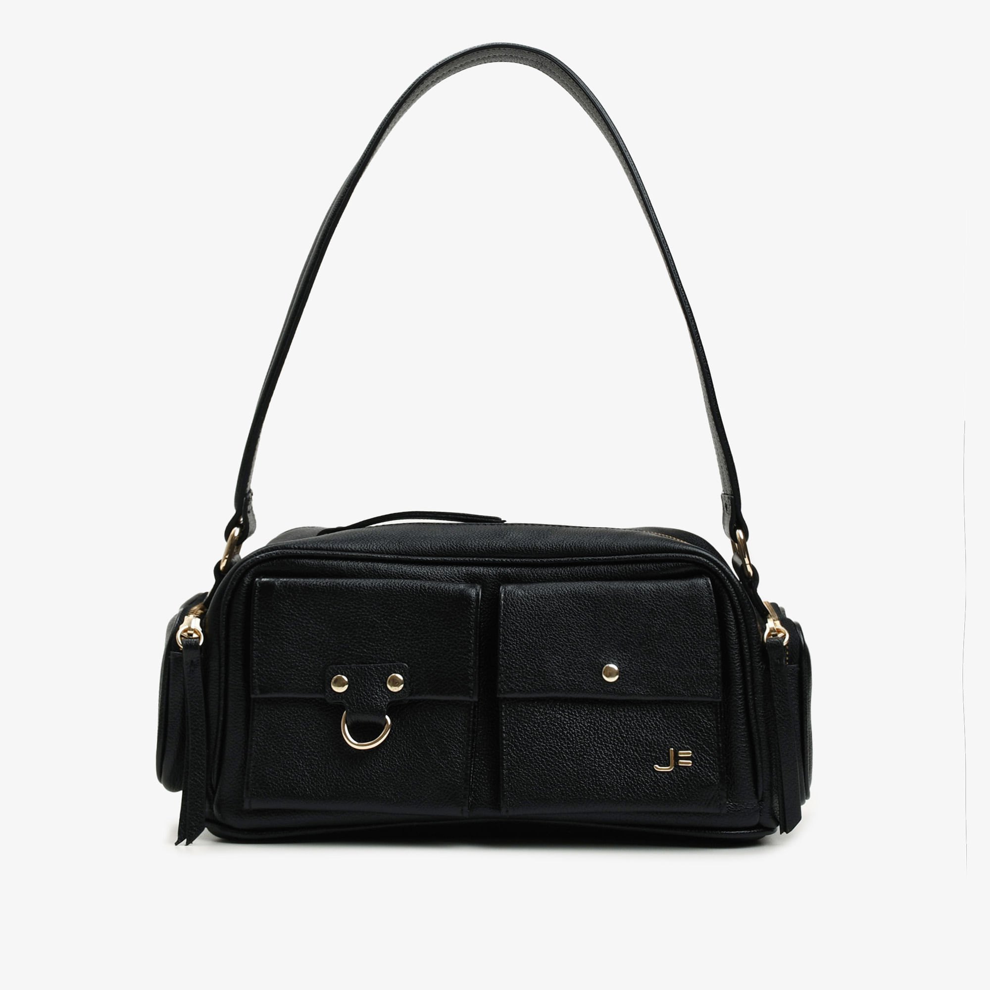 Bolsa Baguete Preto Couro