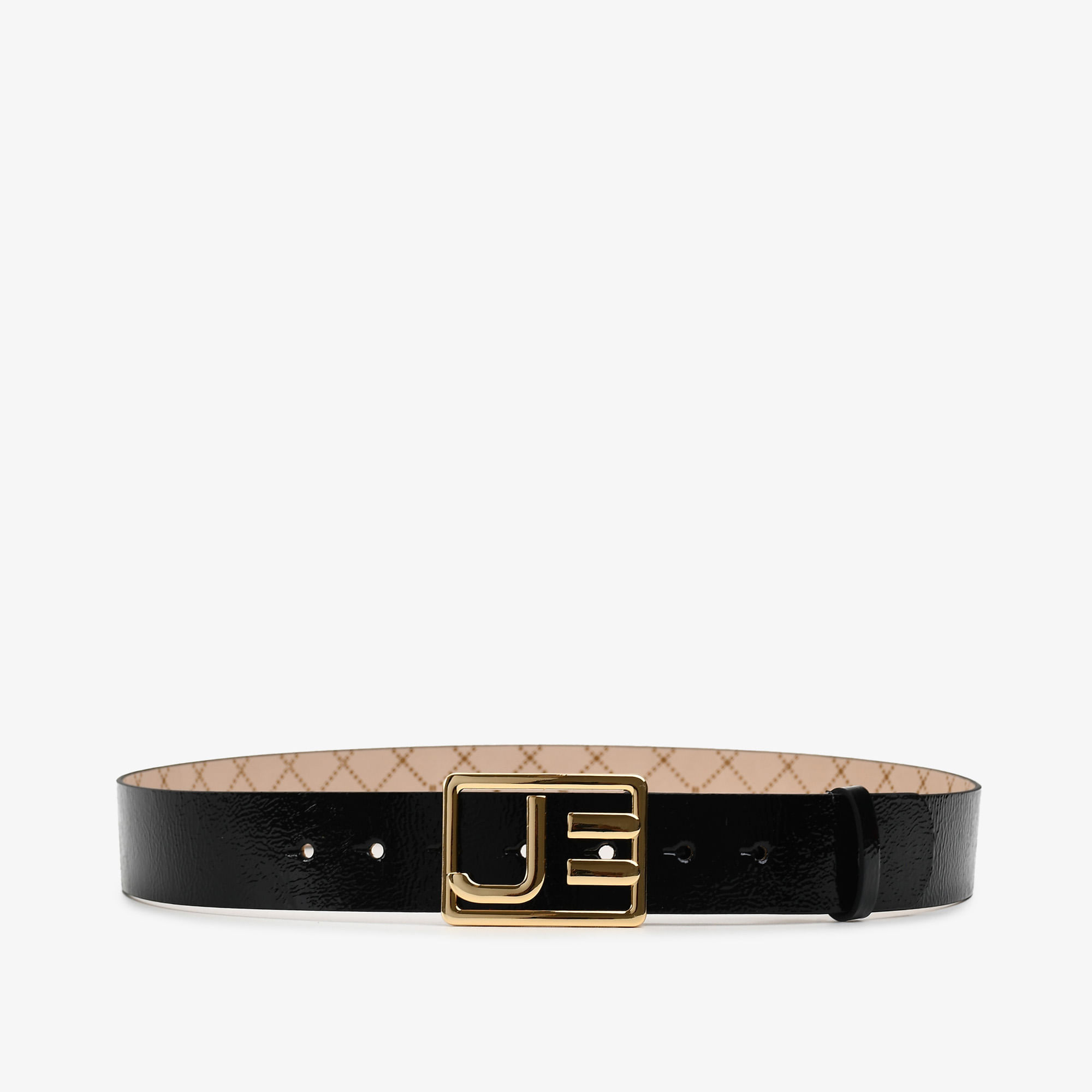 Cinto Preto Fivela Couro Verniz