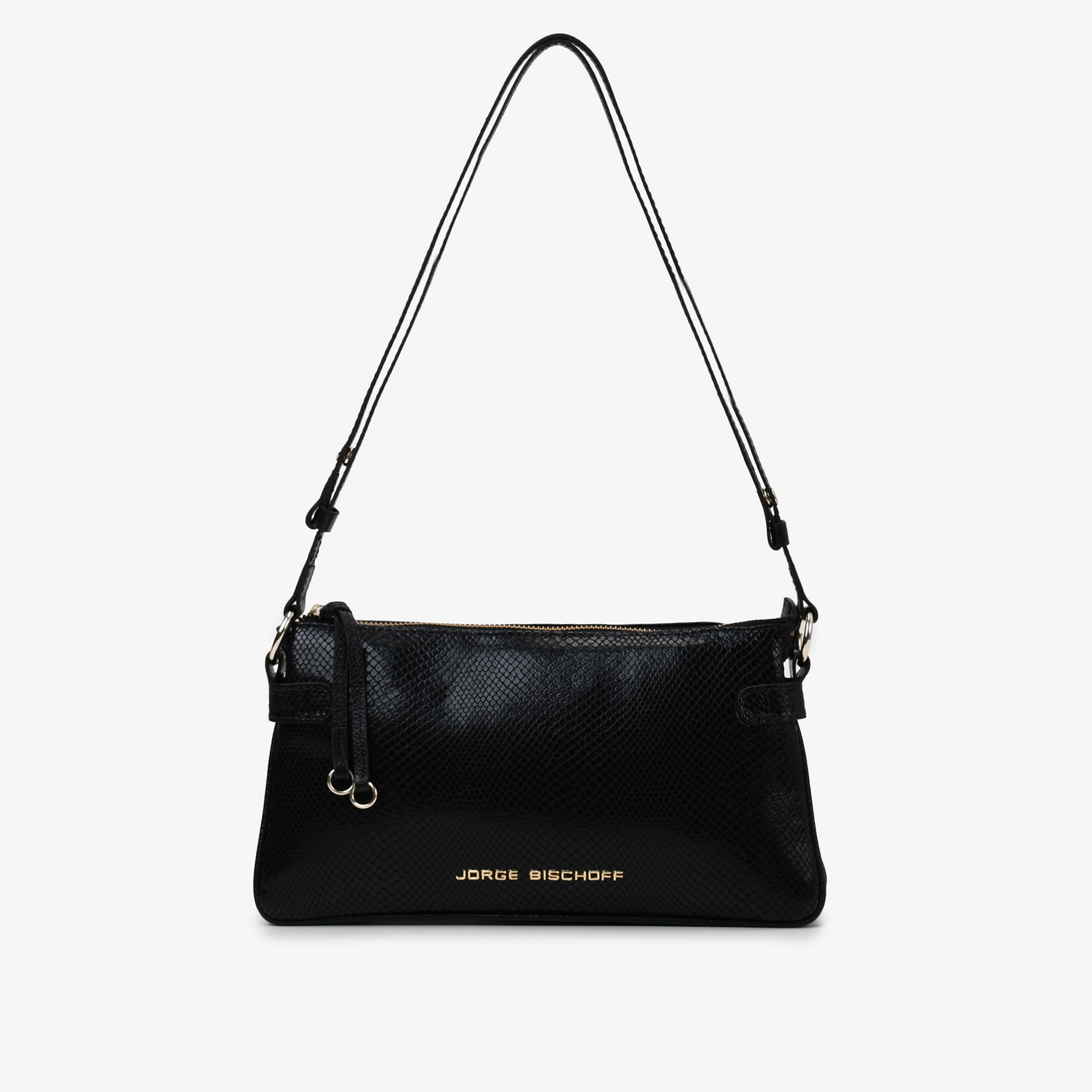 Bolsa Baguete Preto Couro Snake