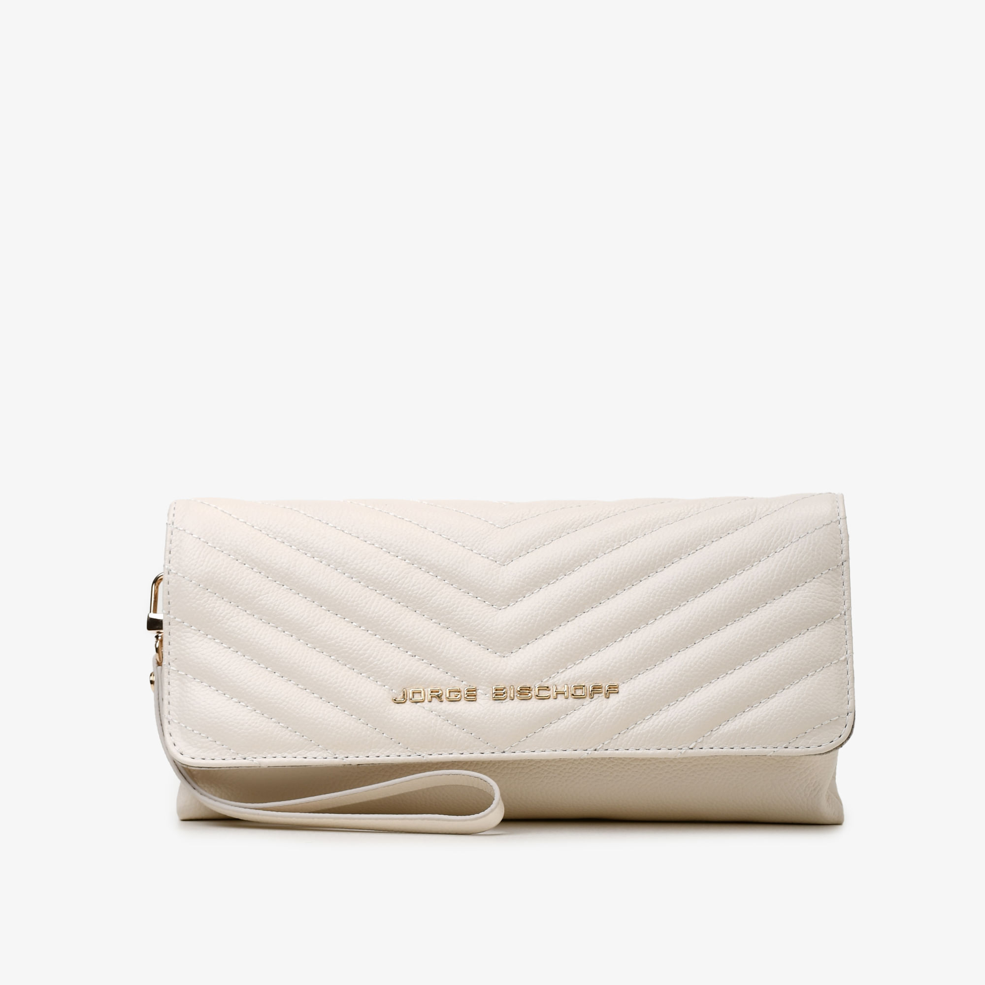 Bolsa Clutch  Matelassê Off White Cordilheira Couro