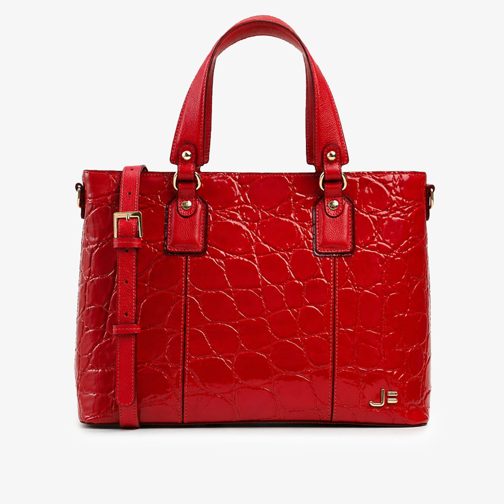 Bolsa Tote Vermelho Cereja Couro Croco