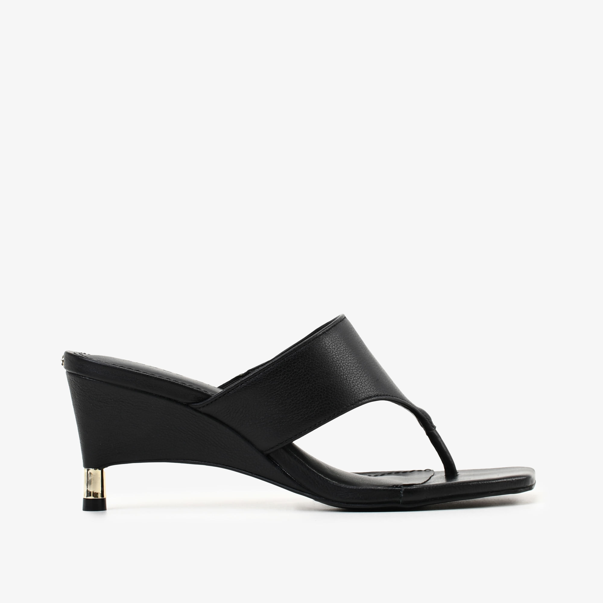 Sandália Preto Salto Pino Anabelado Couro