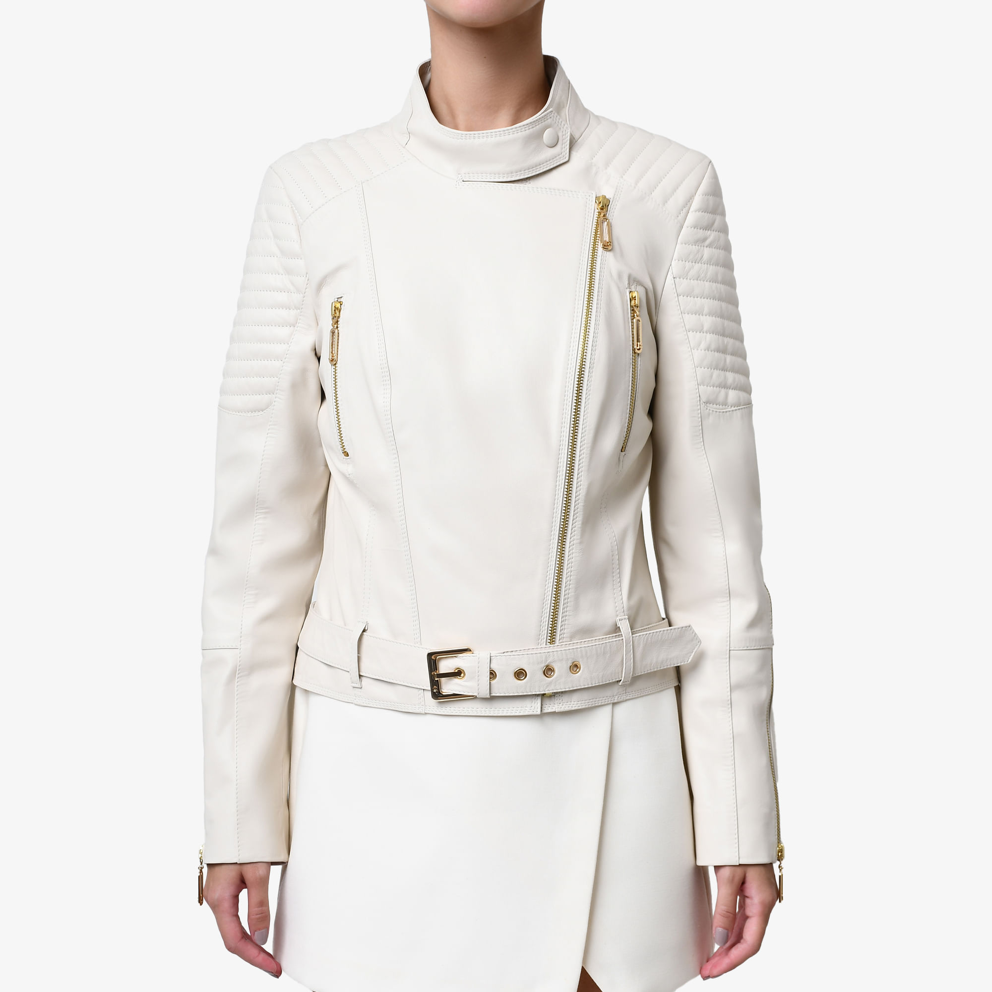 Jaqueta Perfecto Couro Off White Cordilheira