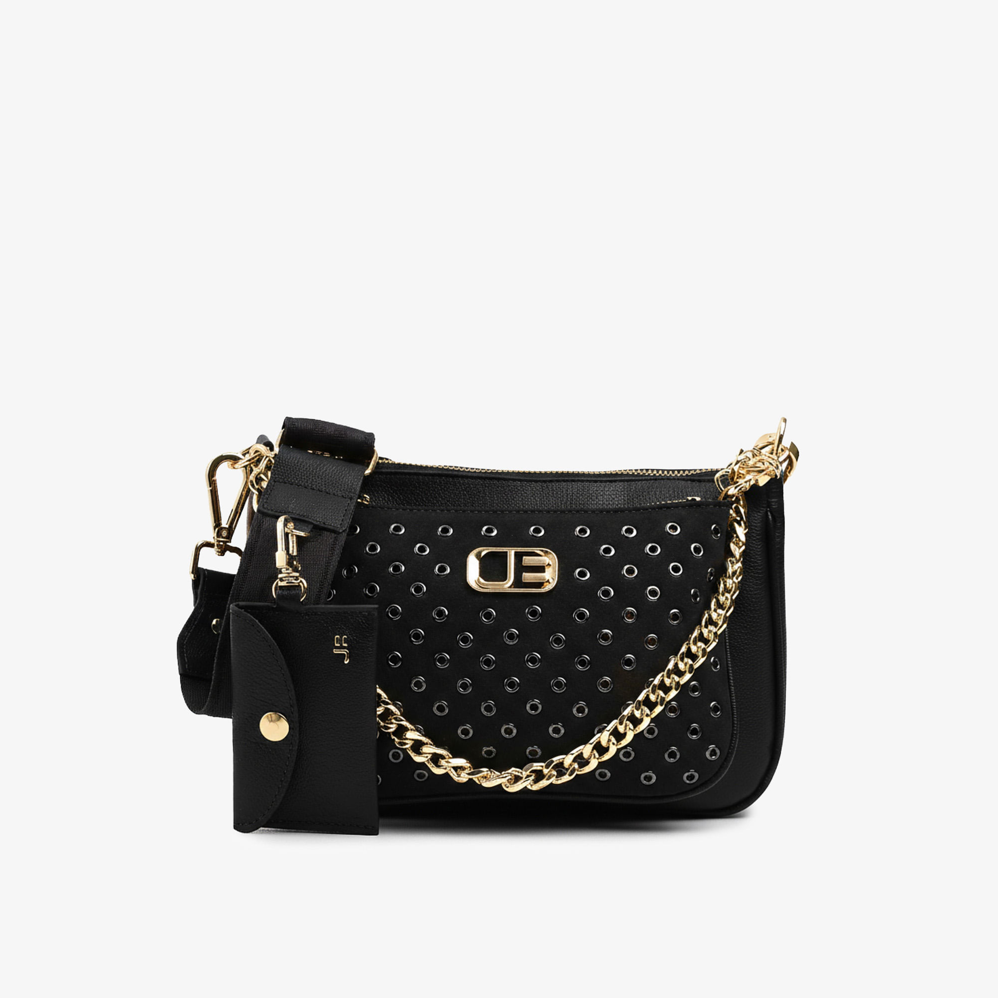 Bolsa Infinita Transversal Preto Couro