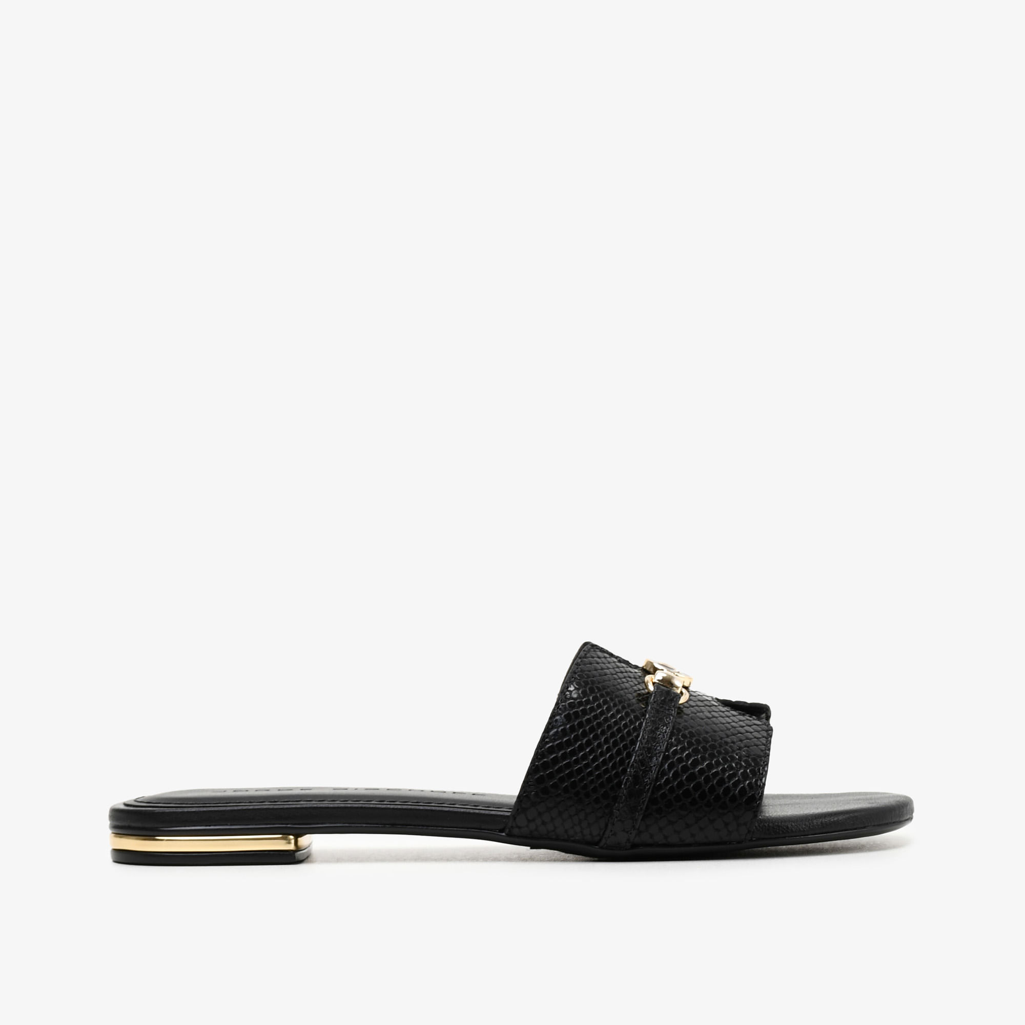 Chinelo Preto Couro Snake