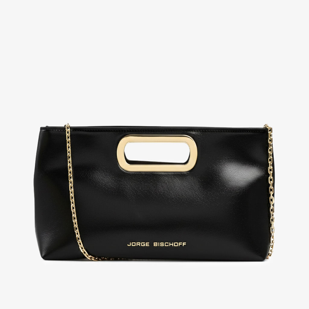 Bolsa Clutch Preto Couro