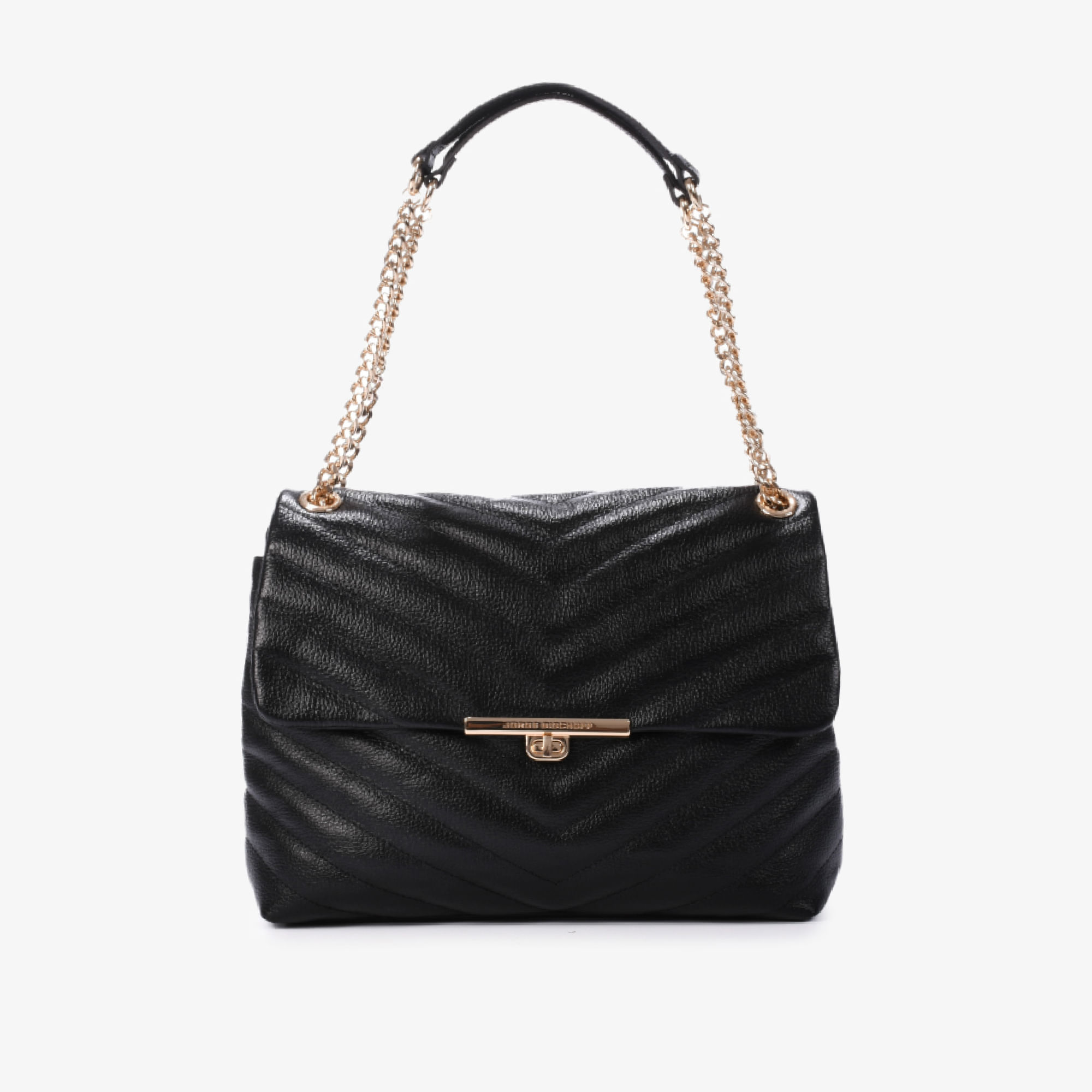 Bolsa De Ombro Preta Matelassê Couro