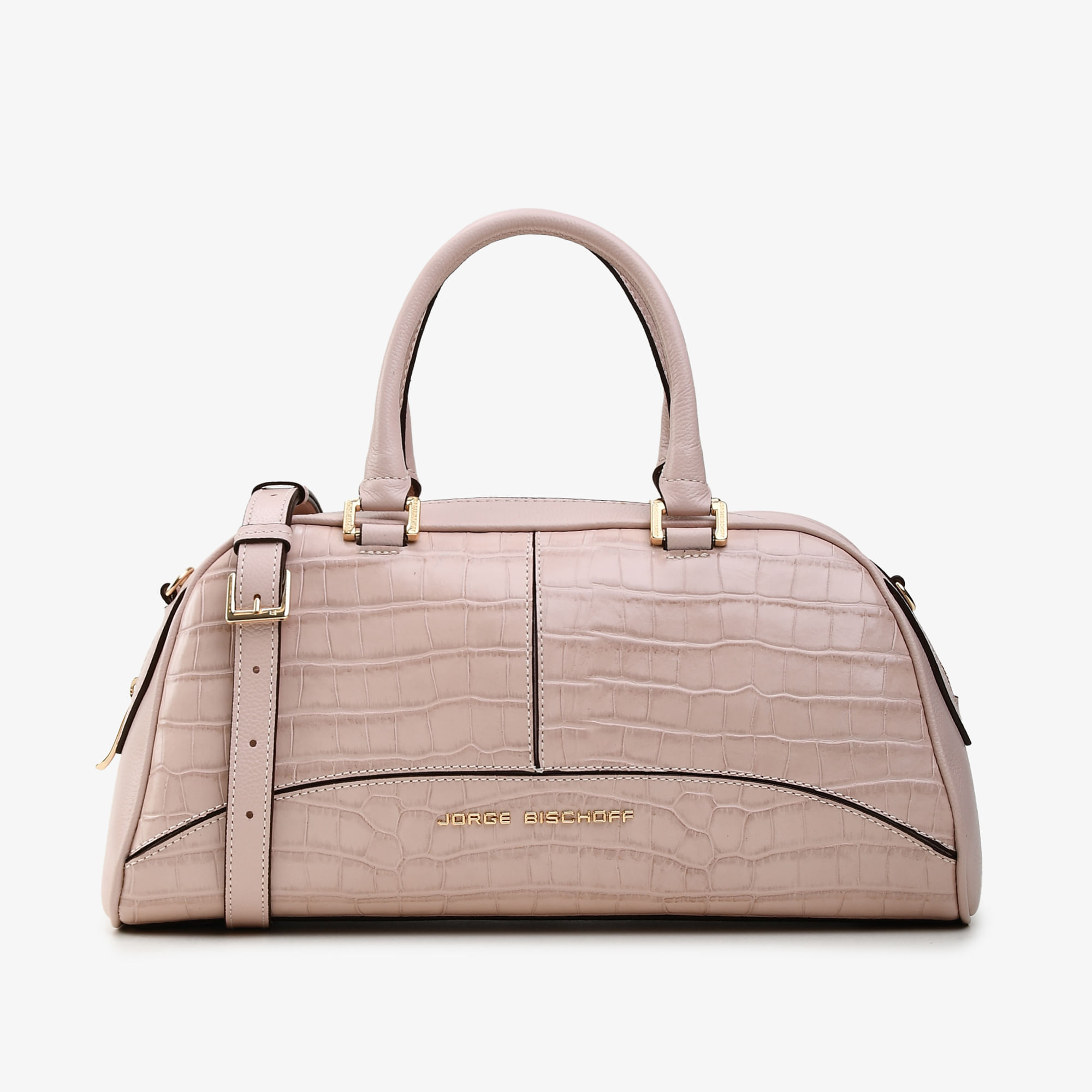 Bolsa Baú Nude Turmalina Couro Croco