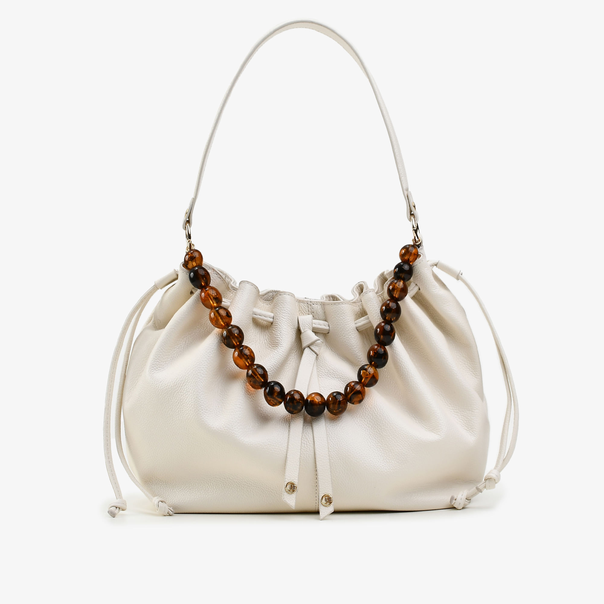 Bolsa Saco Off White Algodão Couro