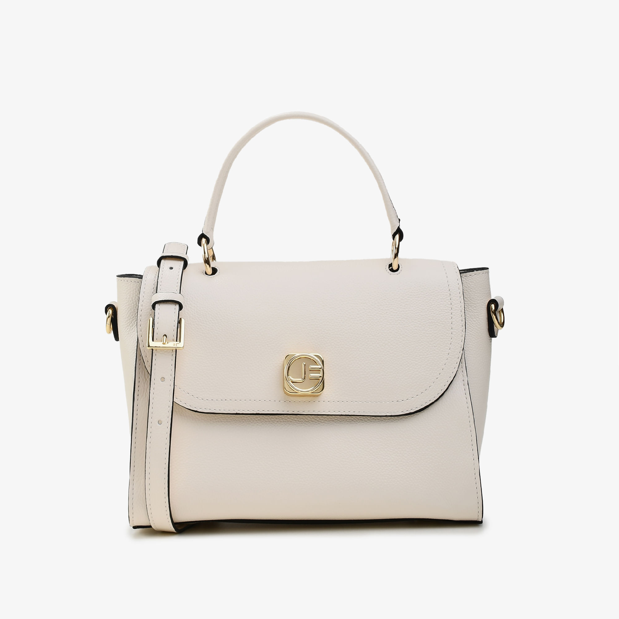 Bolsa Satchel Off White Algodão Couro