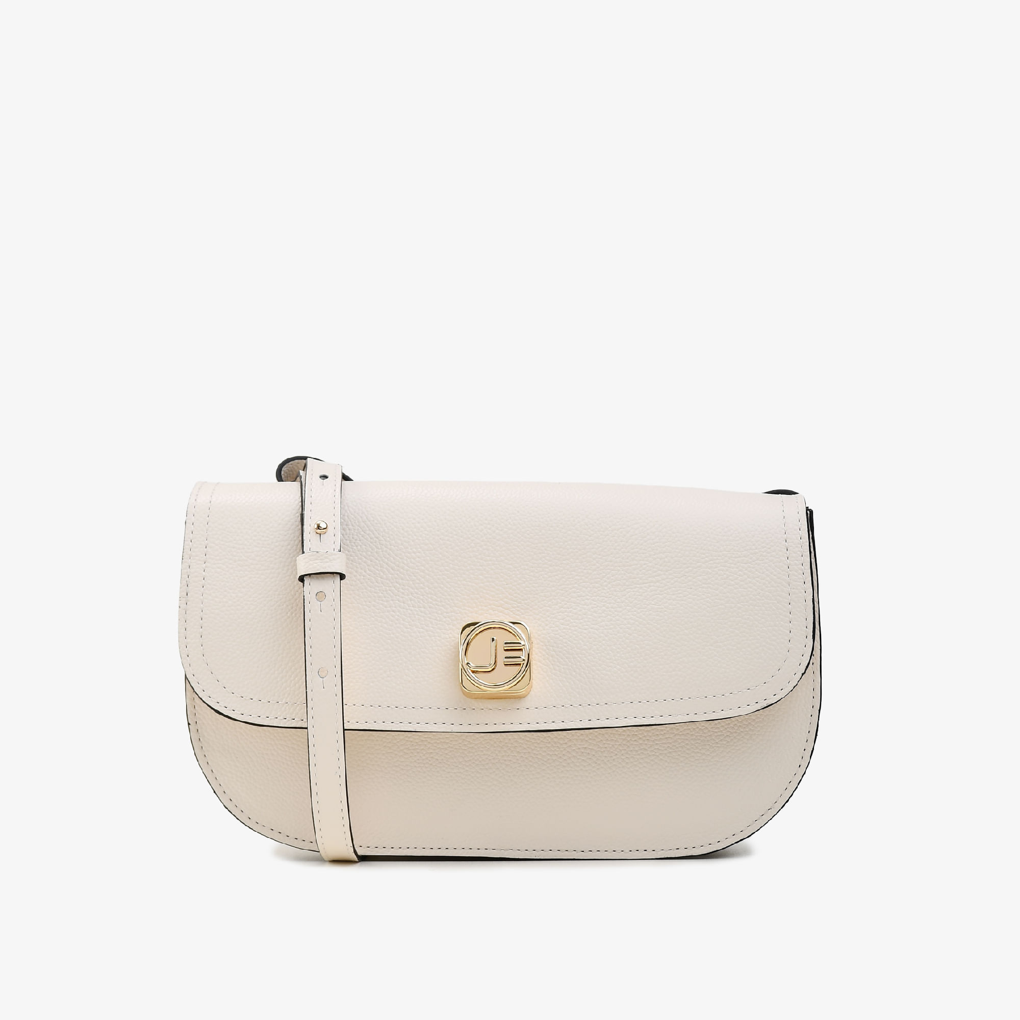 Bolsa Transversal Off White Algodão Couro