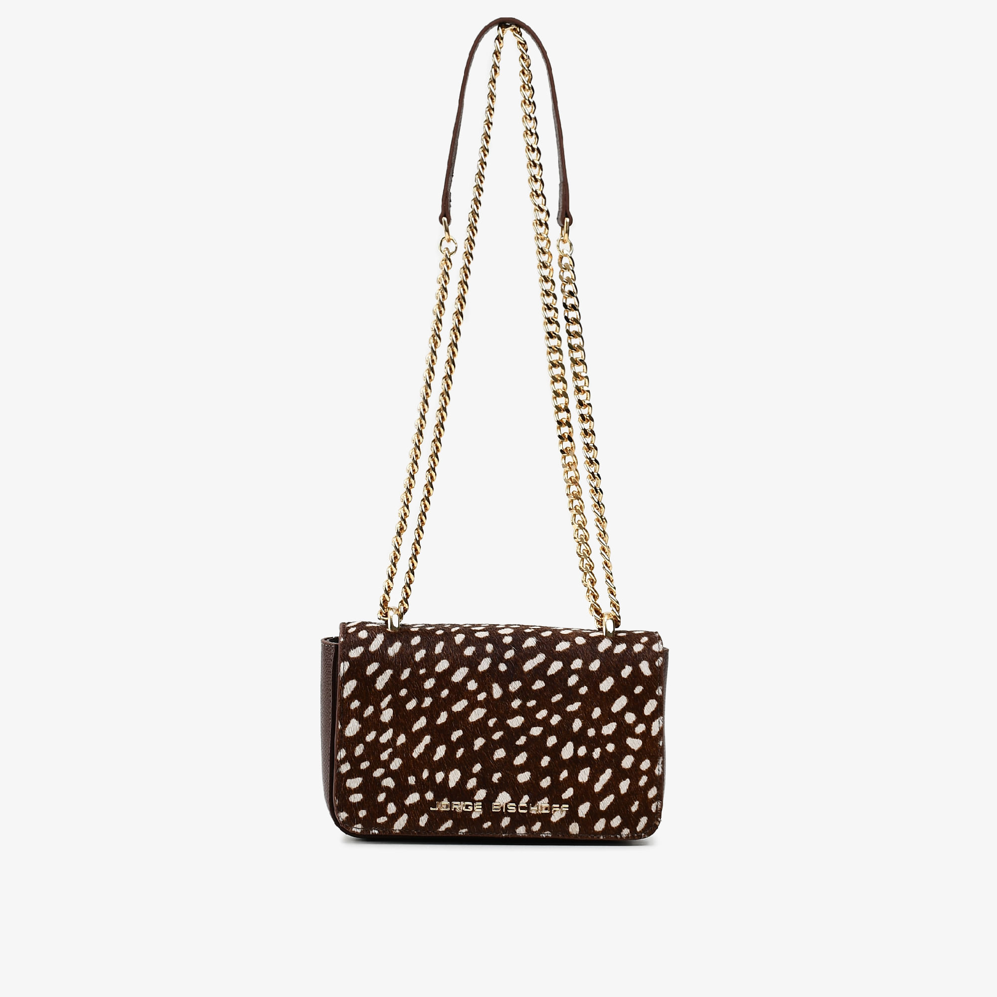 Bolsa Transversal Selvagem Café Dourado Pelo