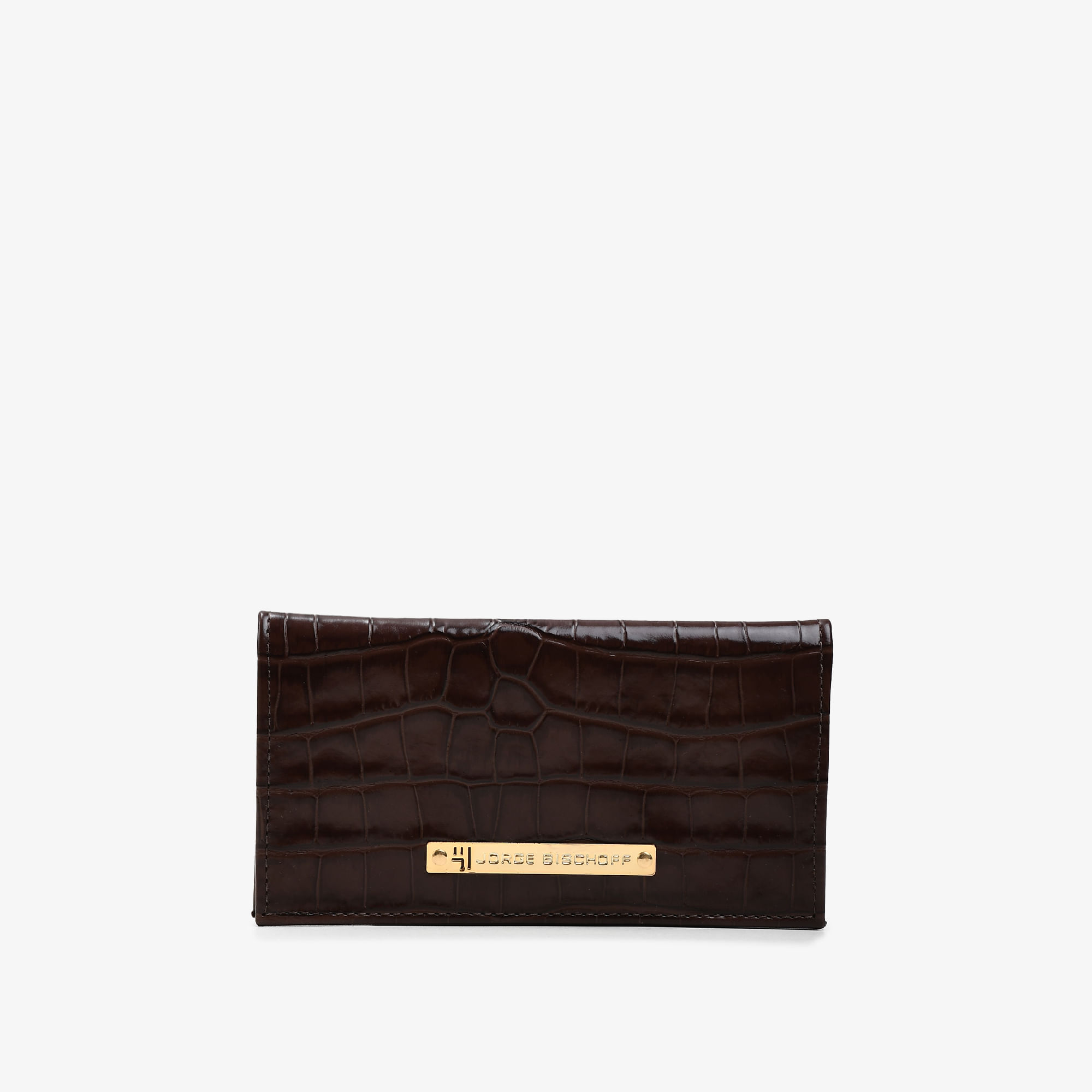 Carteira Envelope Marrom Café Couro Croco