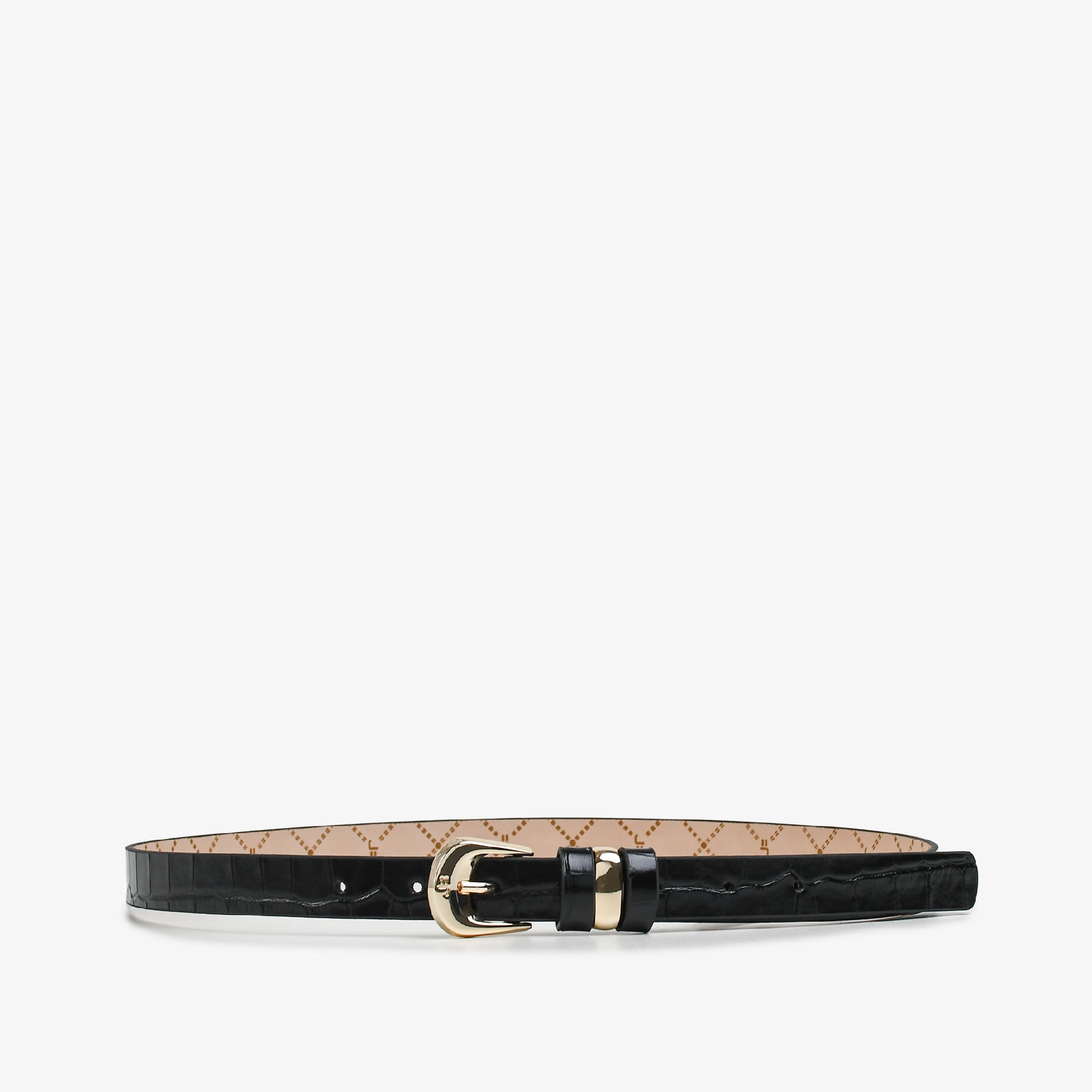 Cinto Preto Couro Croco