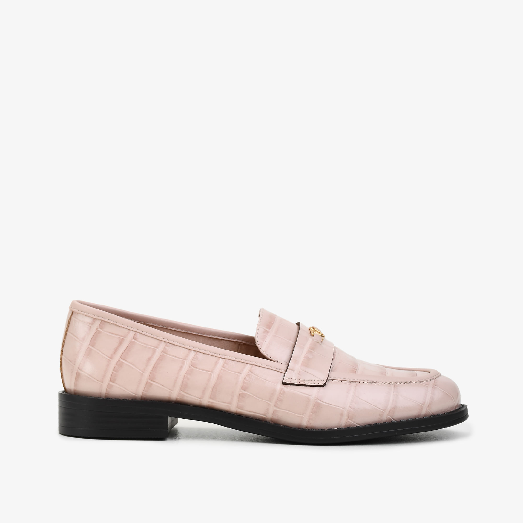 Loafer Nude Turmalina Couro Croco