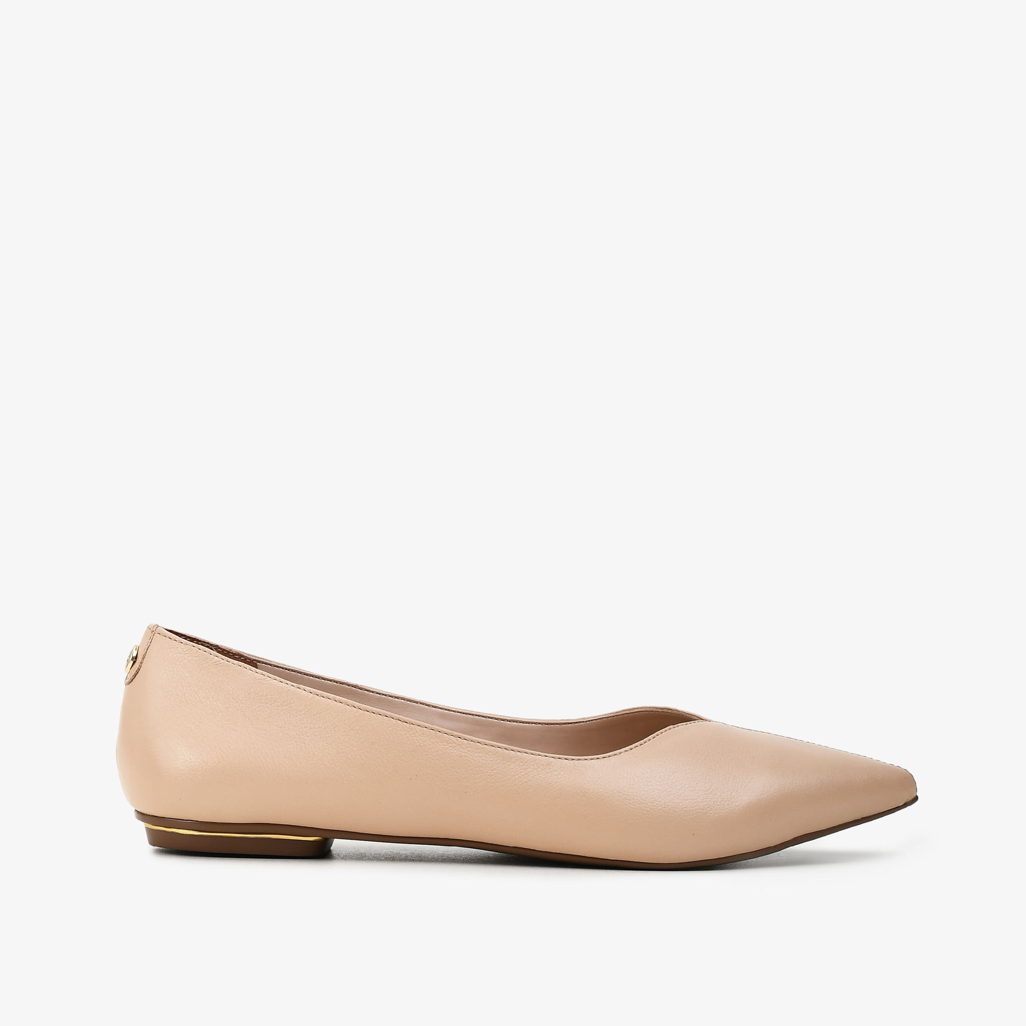 Sapatilha Bico Fino Nude Sand Couro