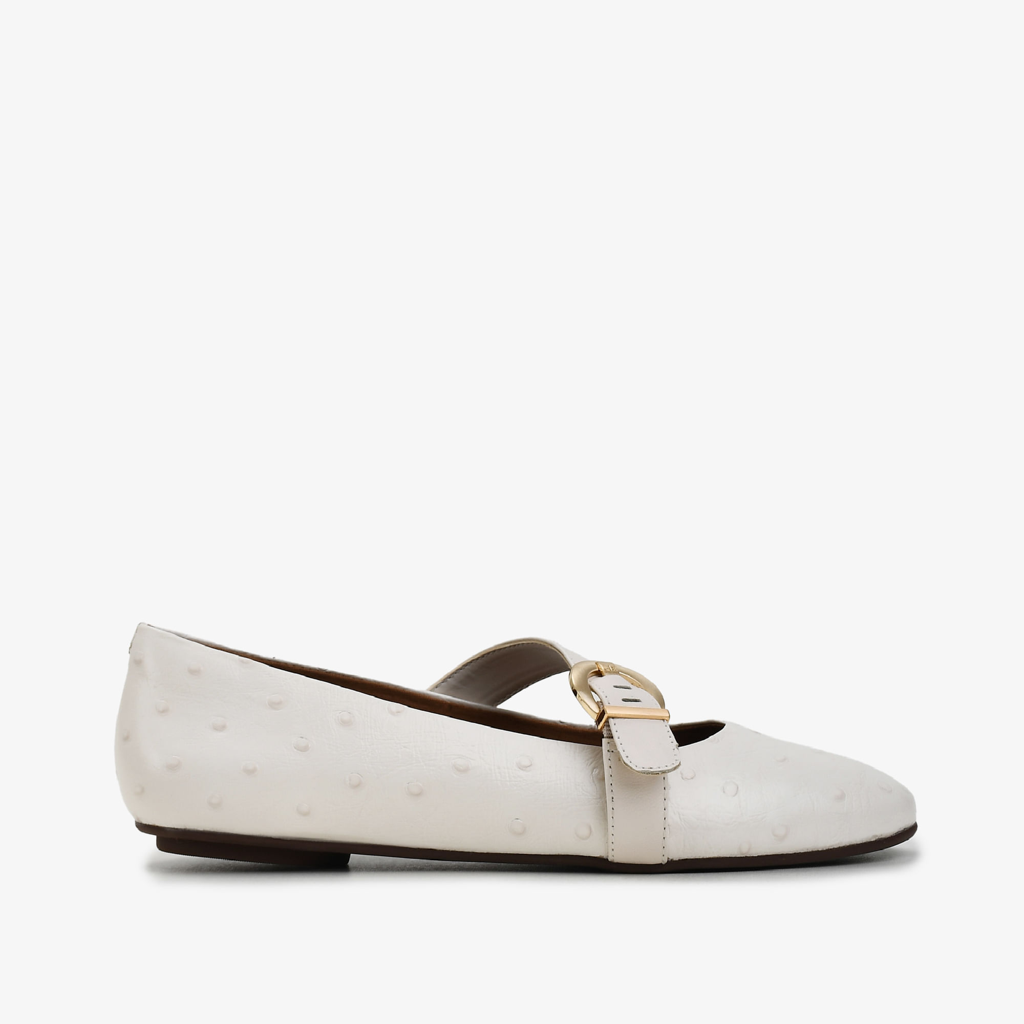 Sapatilha Off White Algodão Couro Avestruz