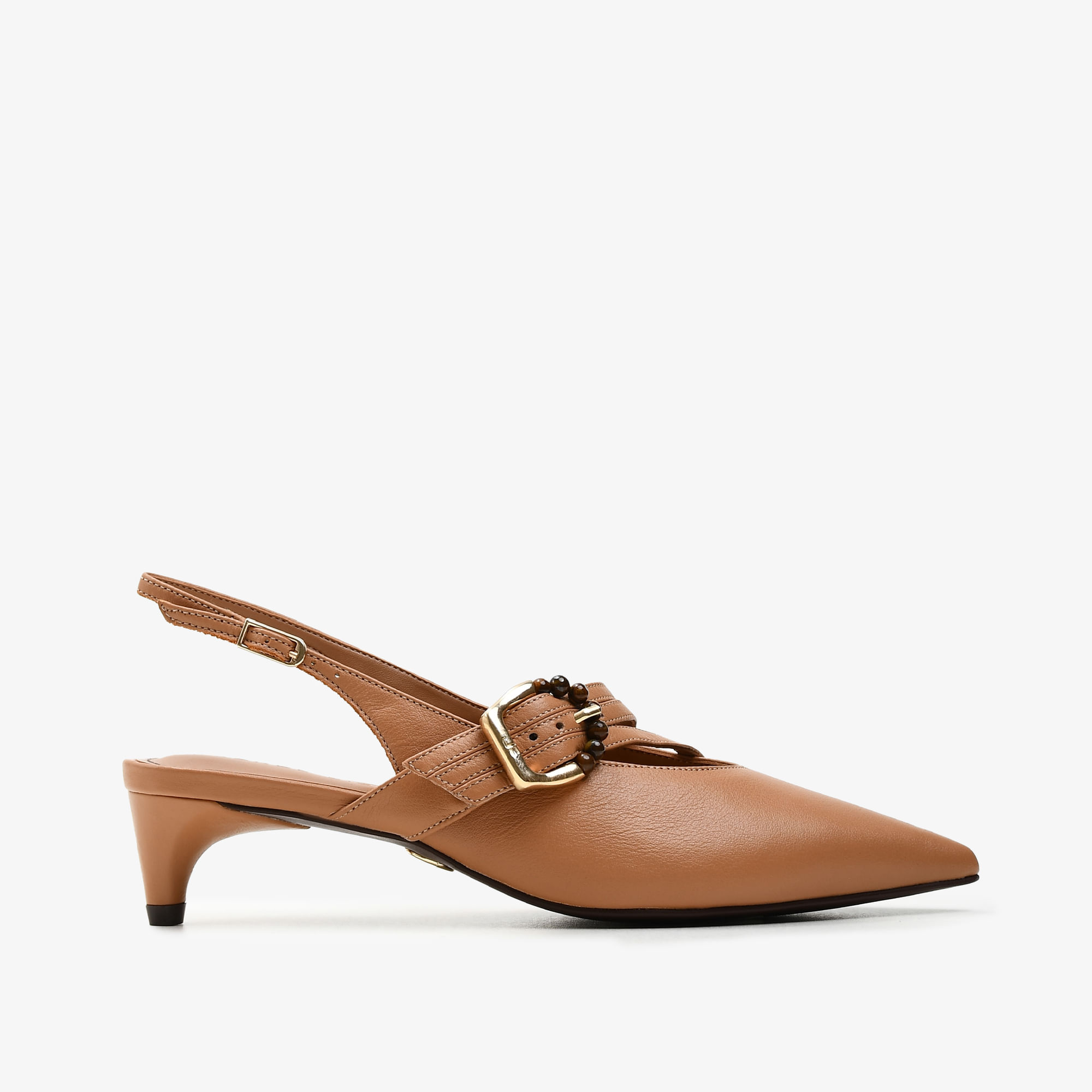 Slingback Caramelo Trigo Couro