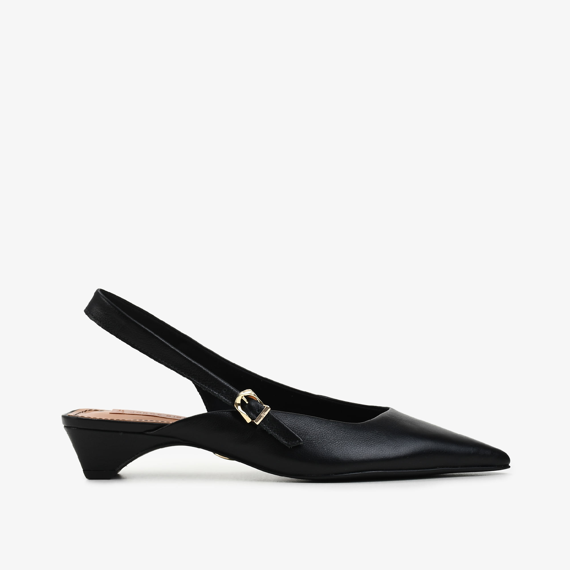 Slingback Preto Couro