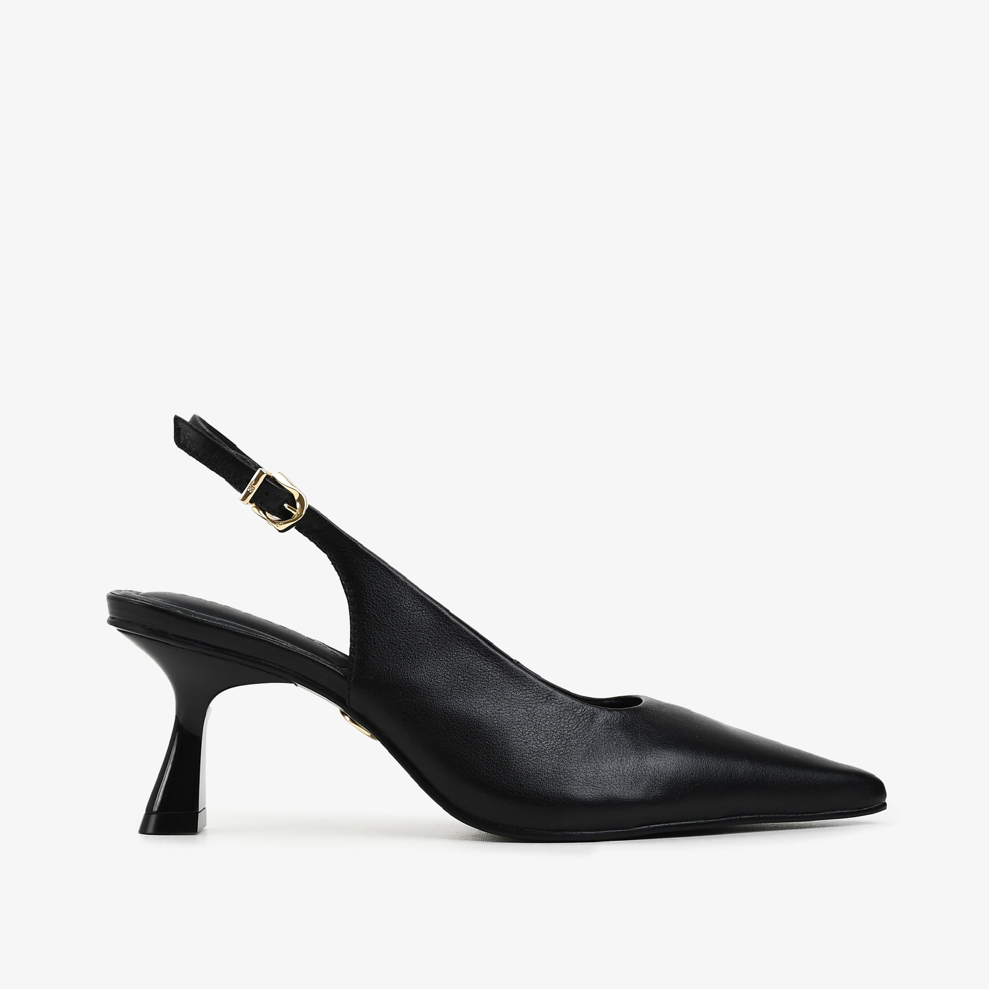 Slingback Preto Couro