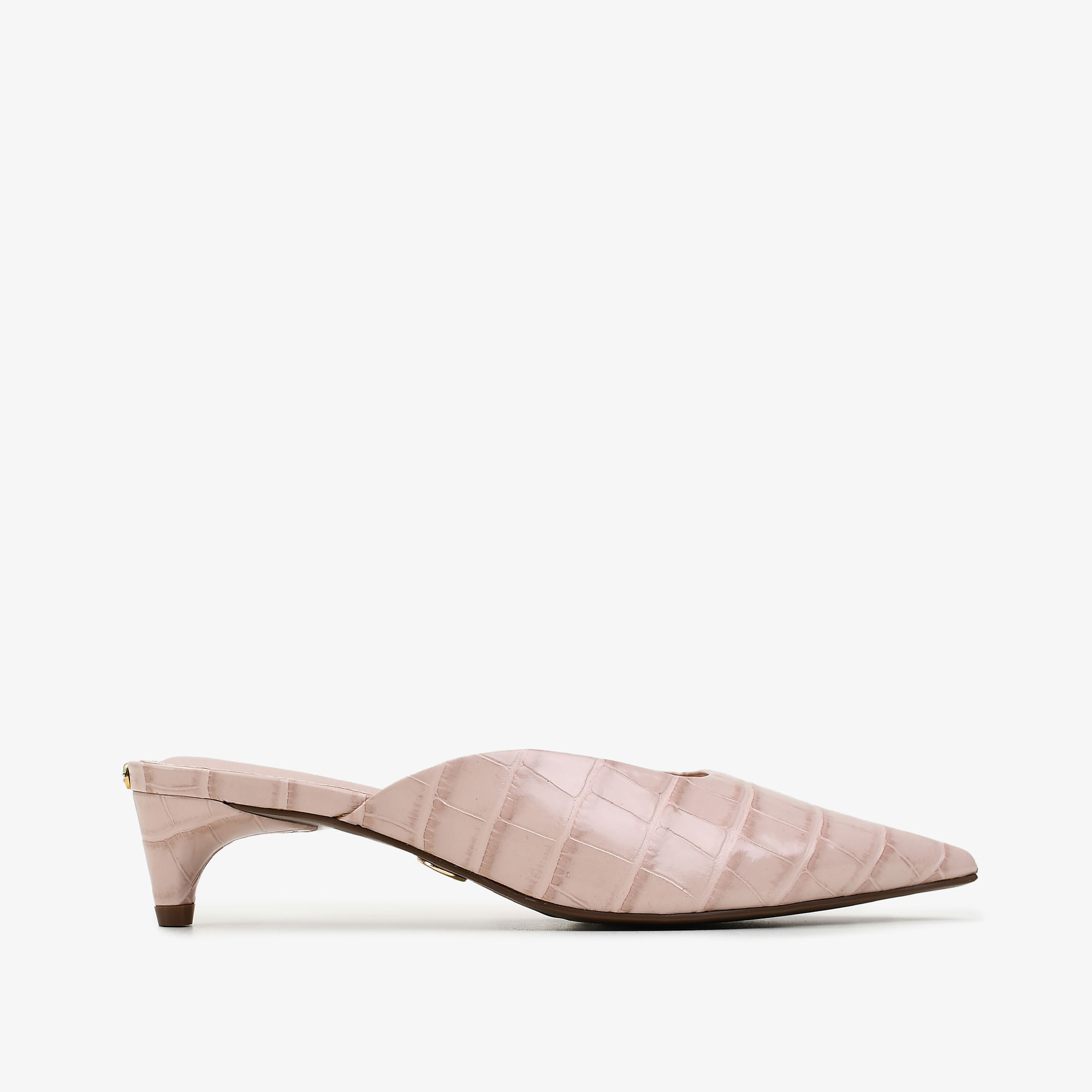 Mule Nude Turmalina Couro Croco