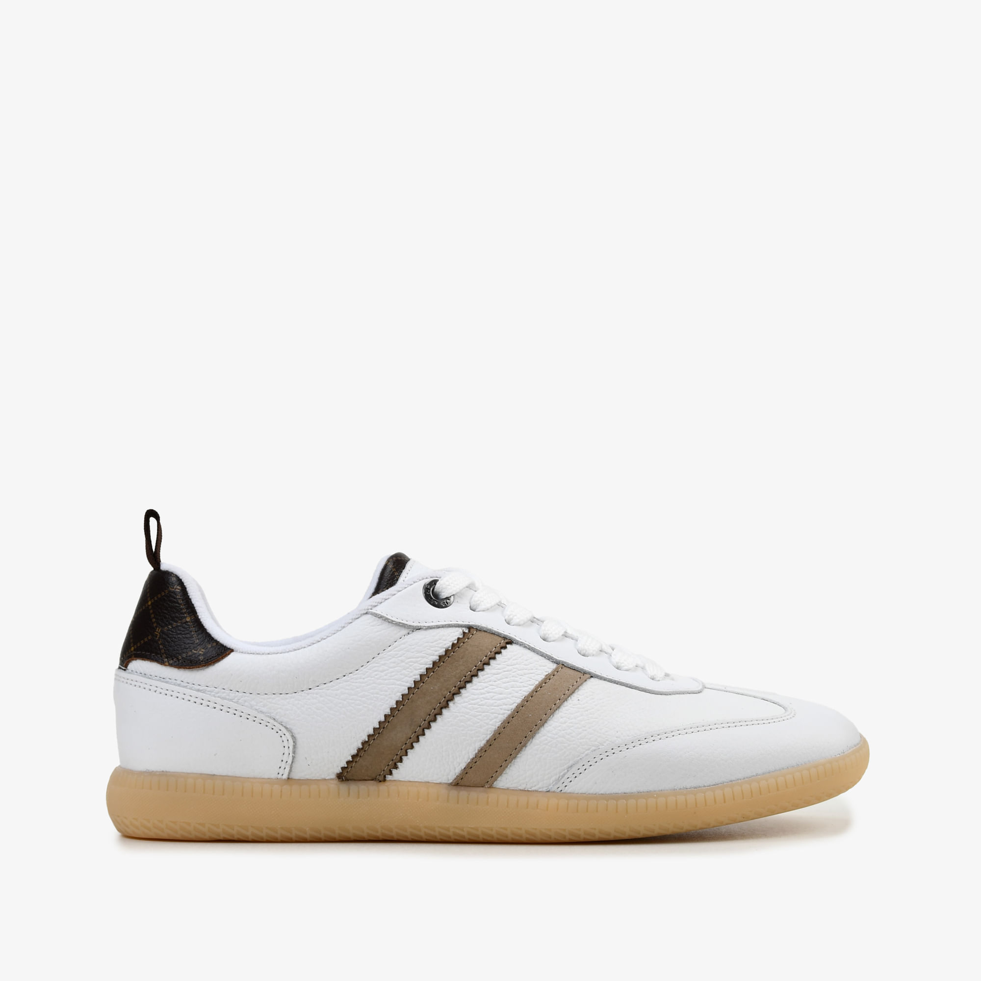Tênis Masculino Listra Branco Couro