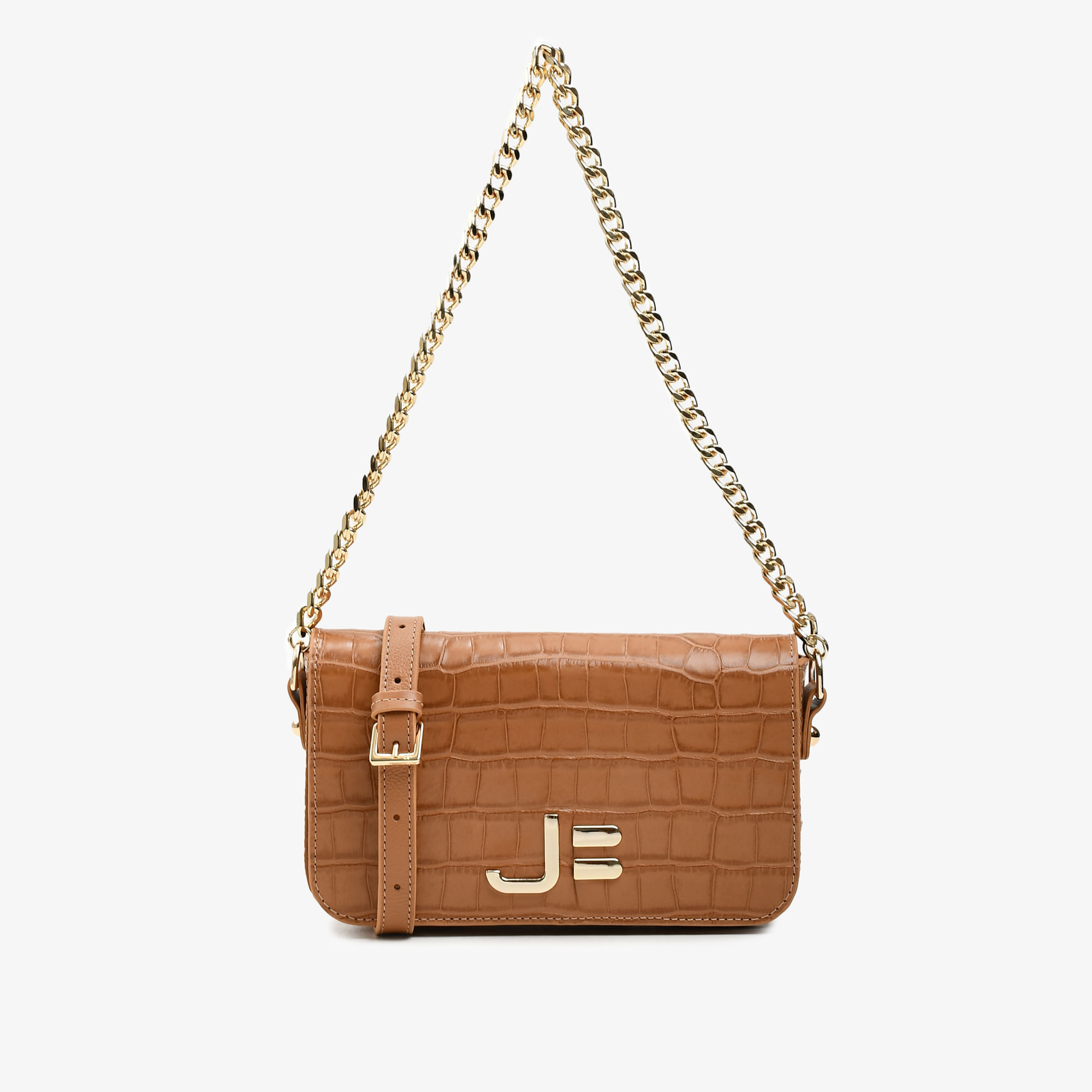 Bolsa Transversal Caramelo Trigo JB Couro Croco