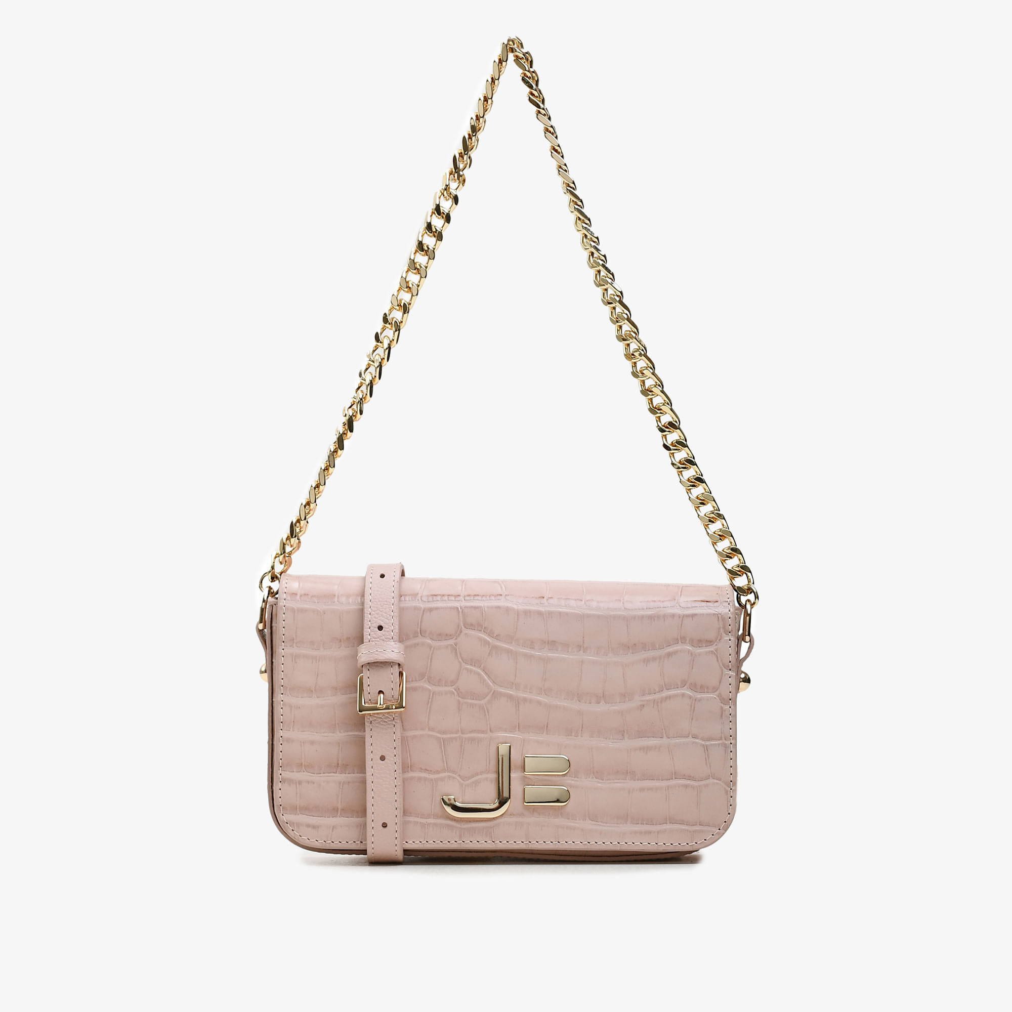 Bolsa Transversal Nude Turmalina JB Couro Croco