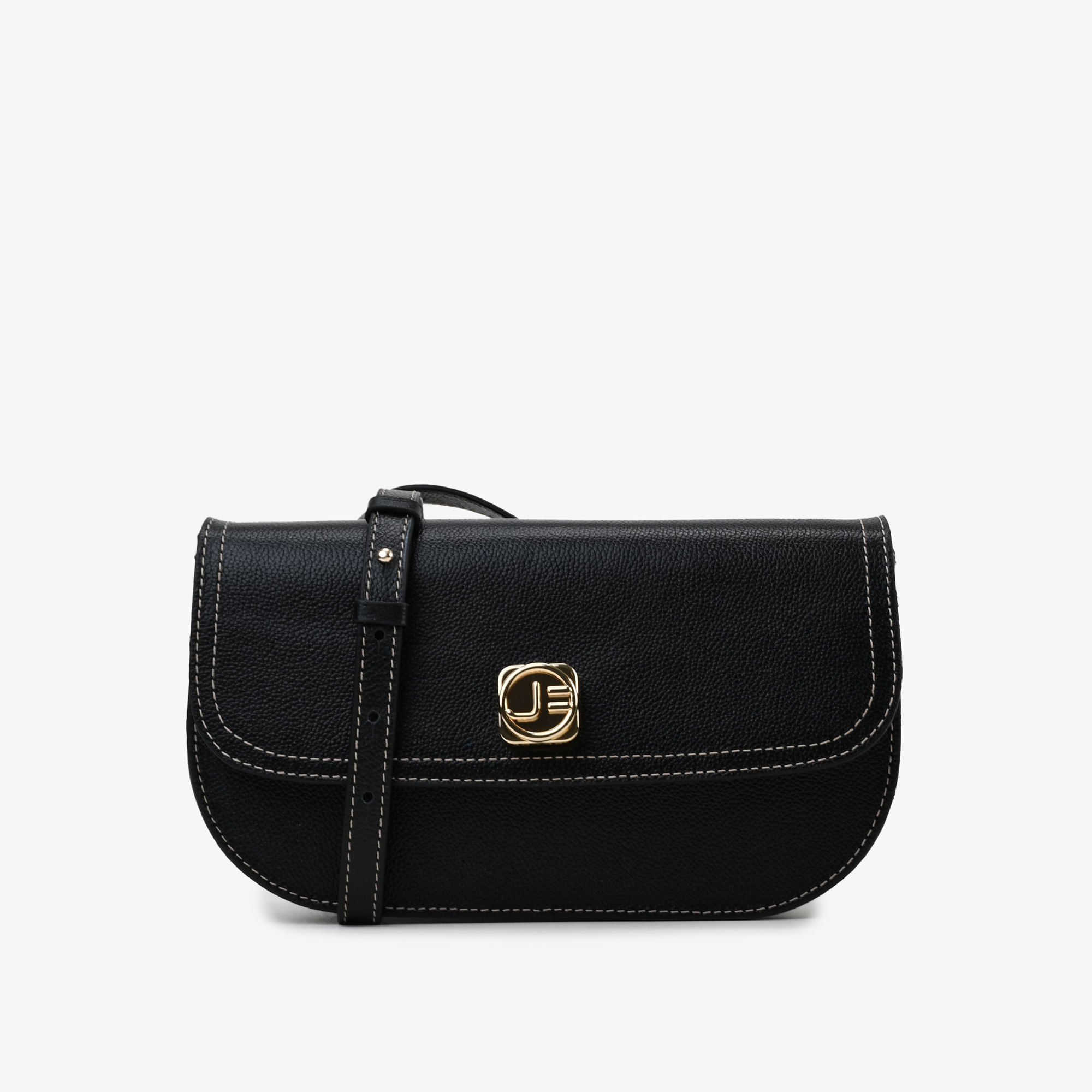 Bolsa Transversal Preto Couro