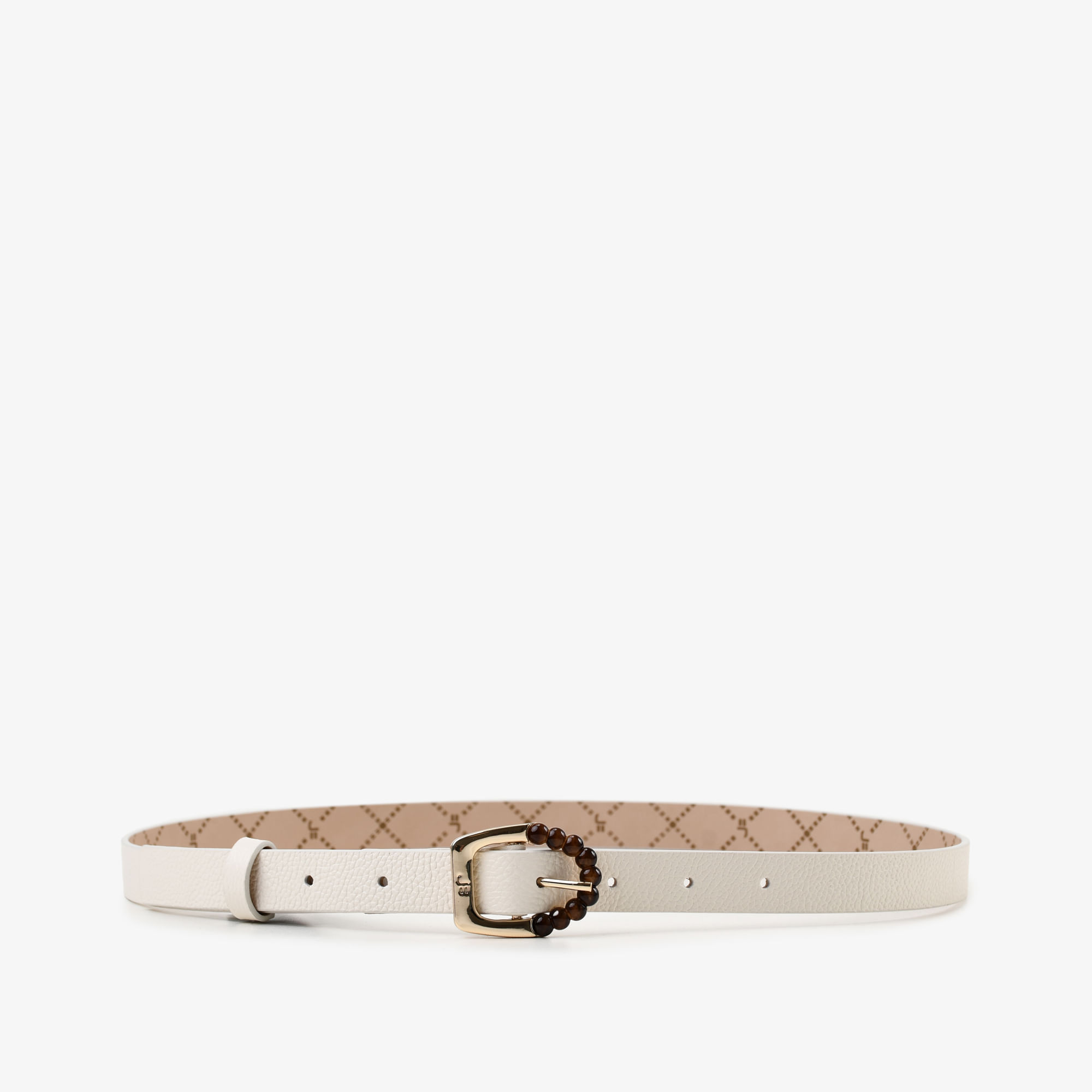 Cinto Off White Algodão Couro