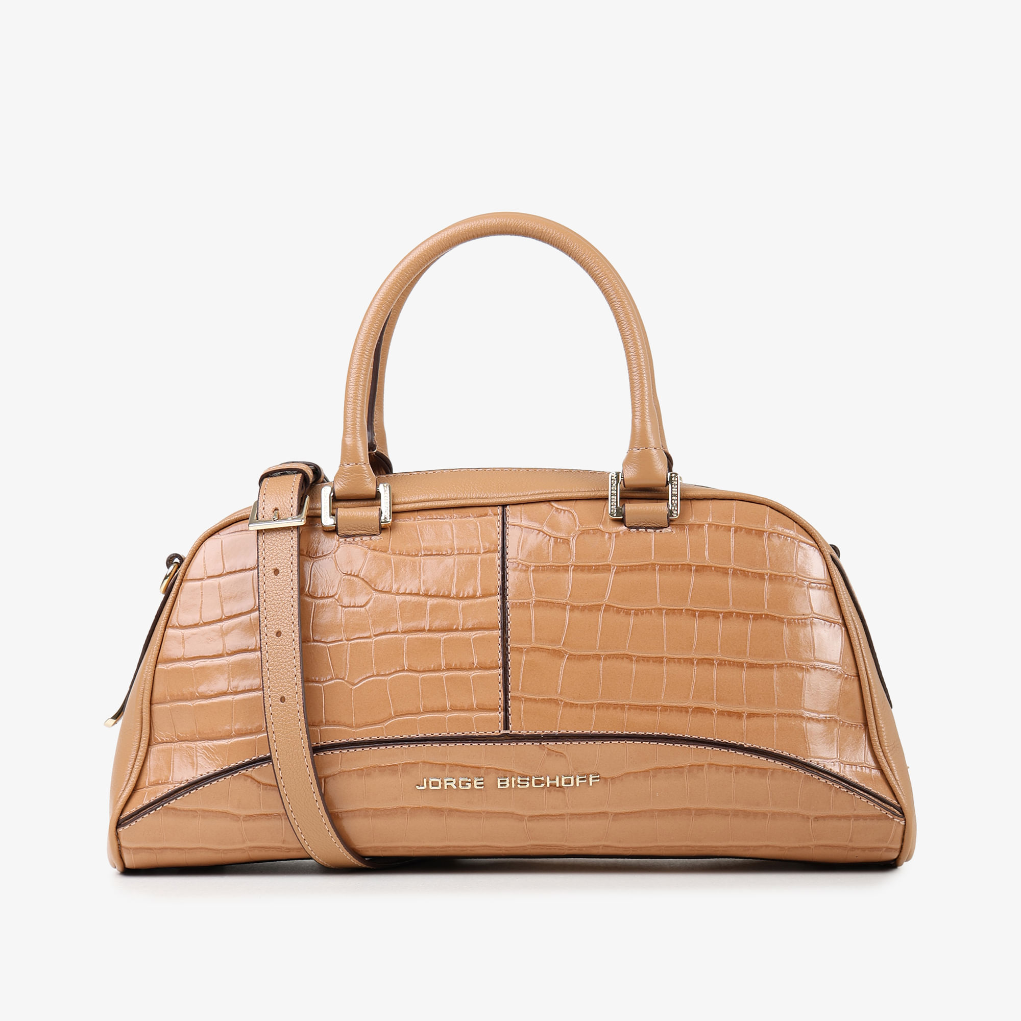 Bolsa Baú Caramelo Trigo Couro Croco