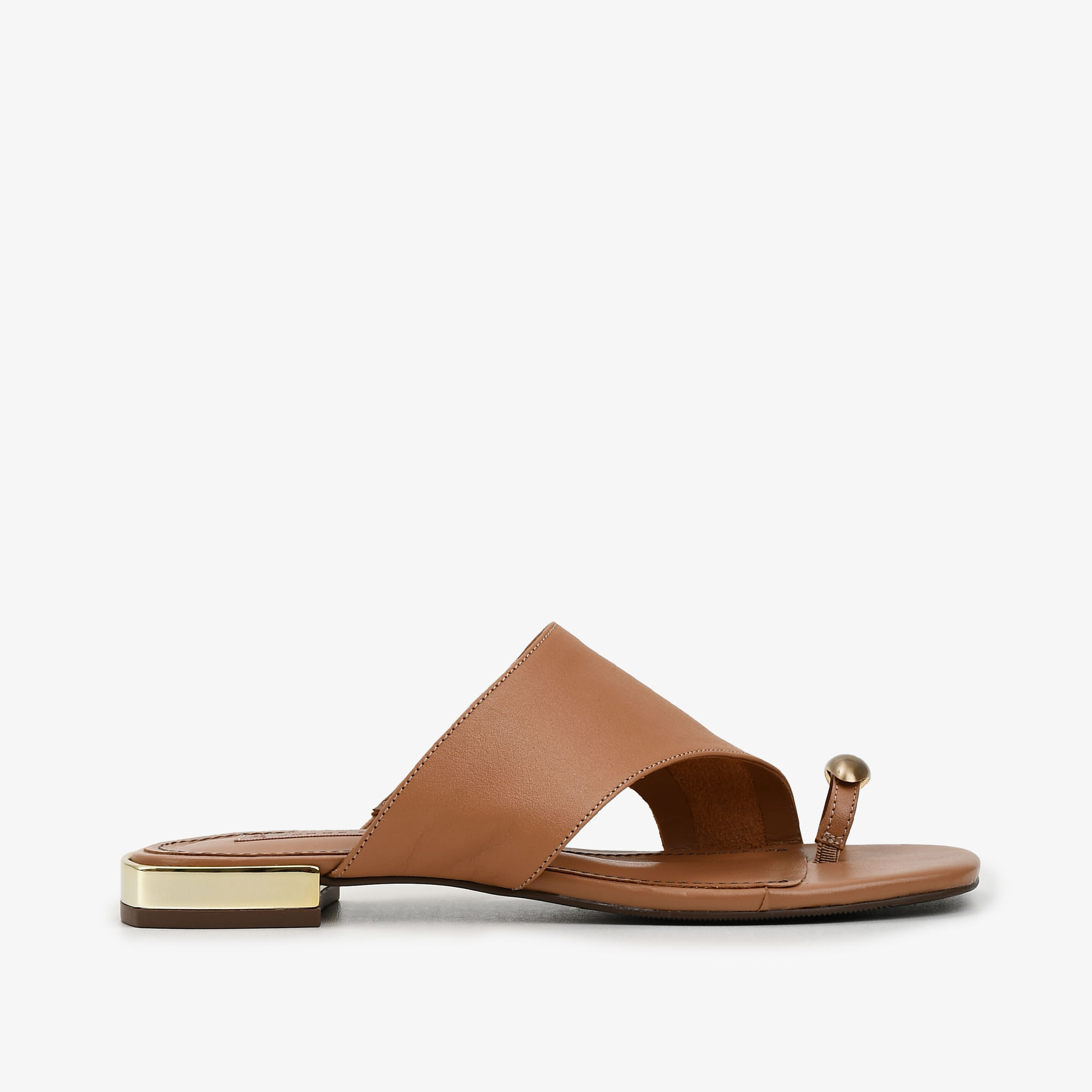 Chinelo Slide Caramelo Trigo Couro
