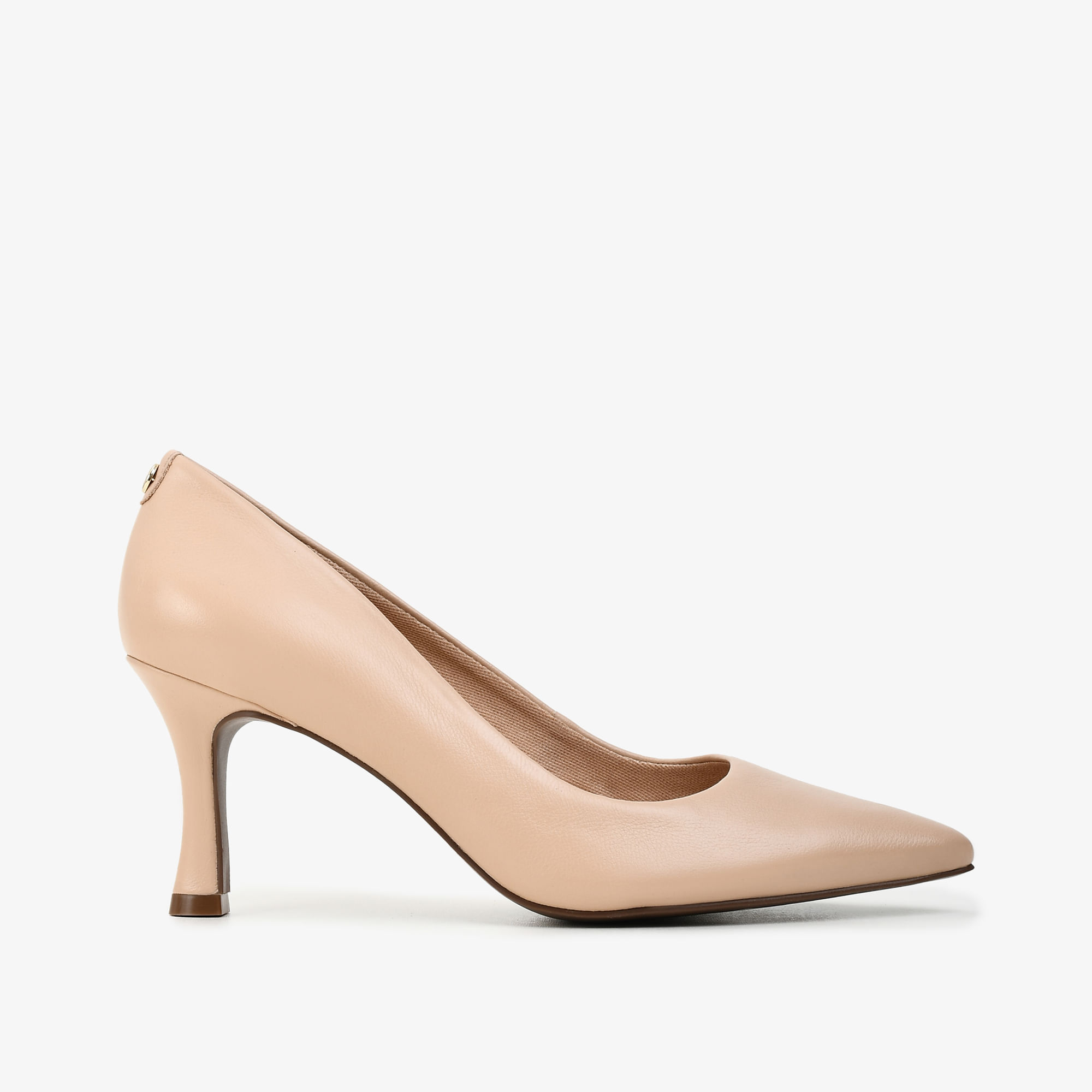 Scarpin Nude Areia Couro