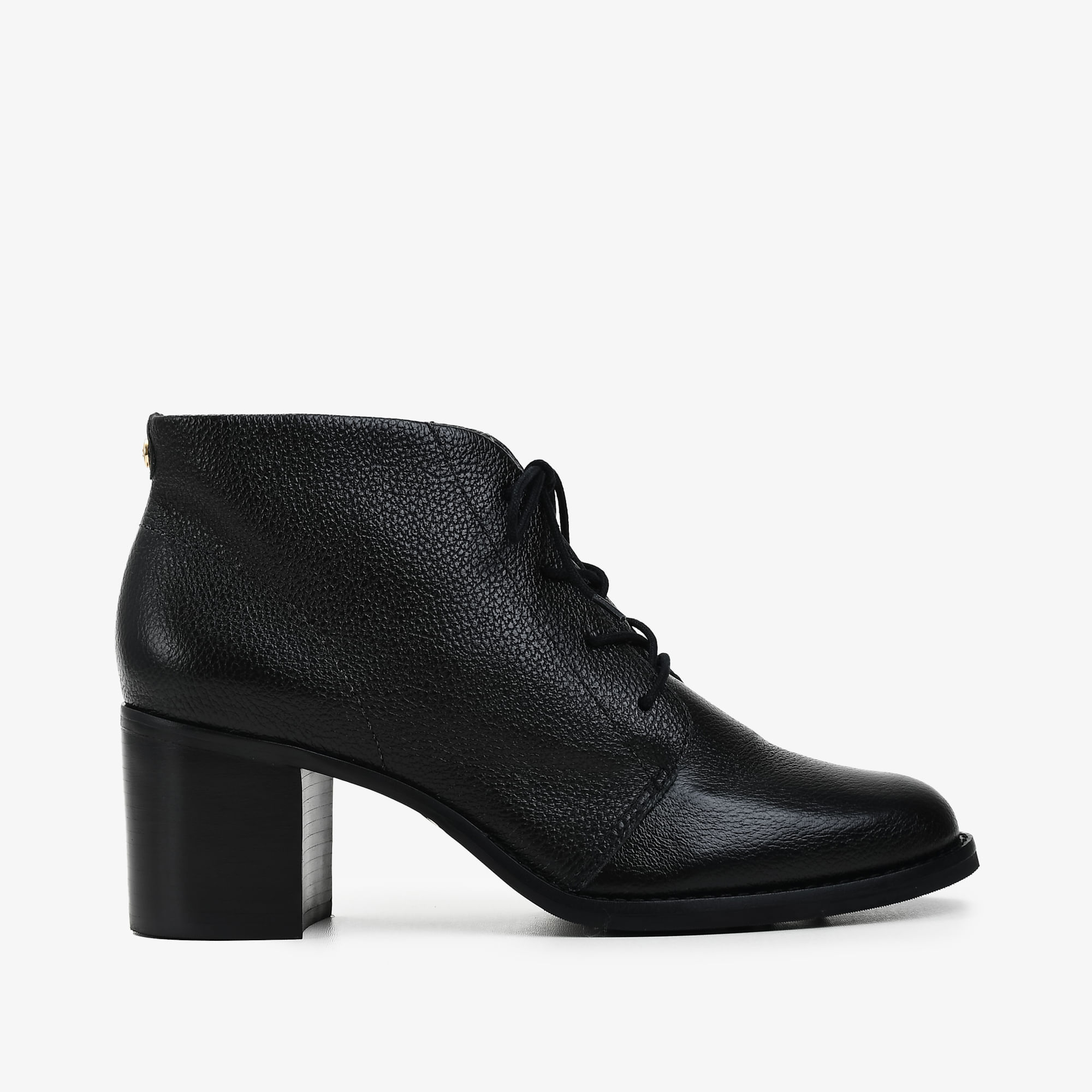 Bota Cano Baixo Preto Couro