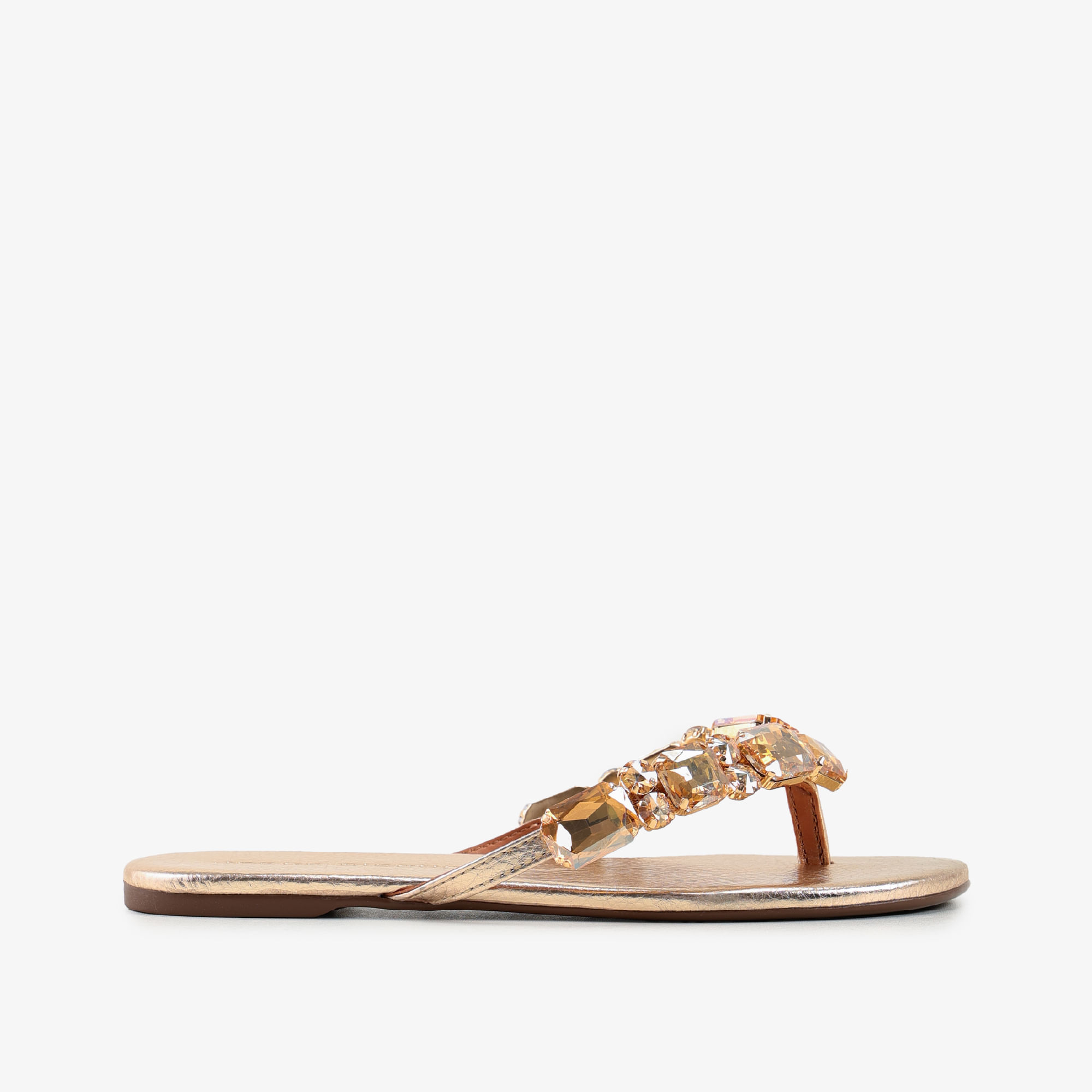 Chinelo Ouro Claro Couro